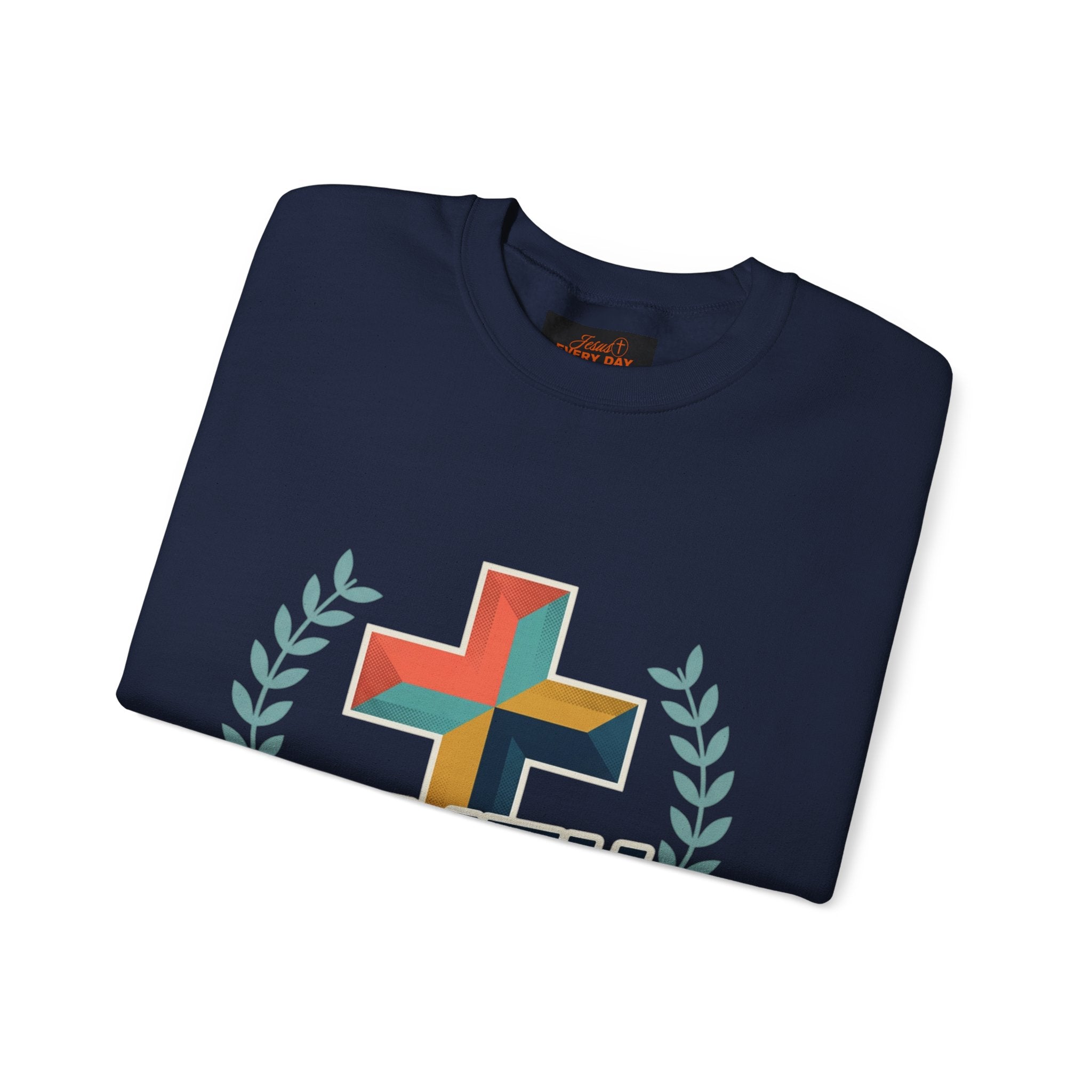 Faith Over Fear Crewneck Sweatshirt — Christian Cross Inspirational Pullover