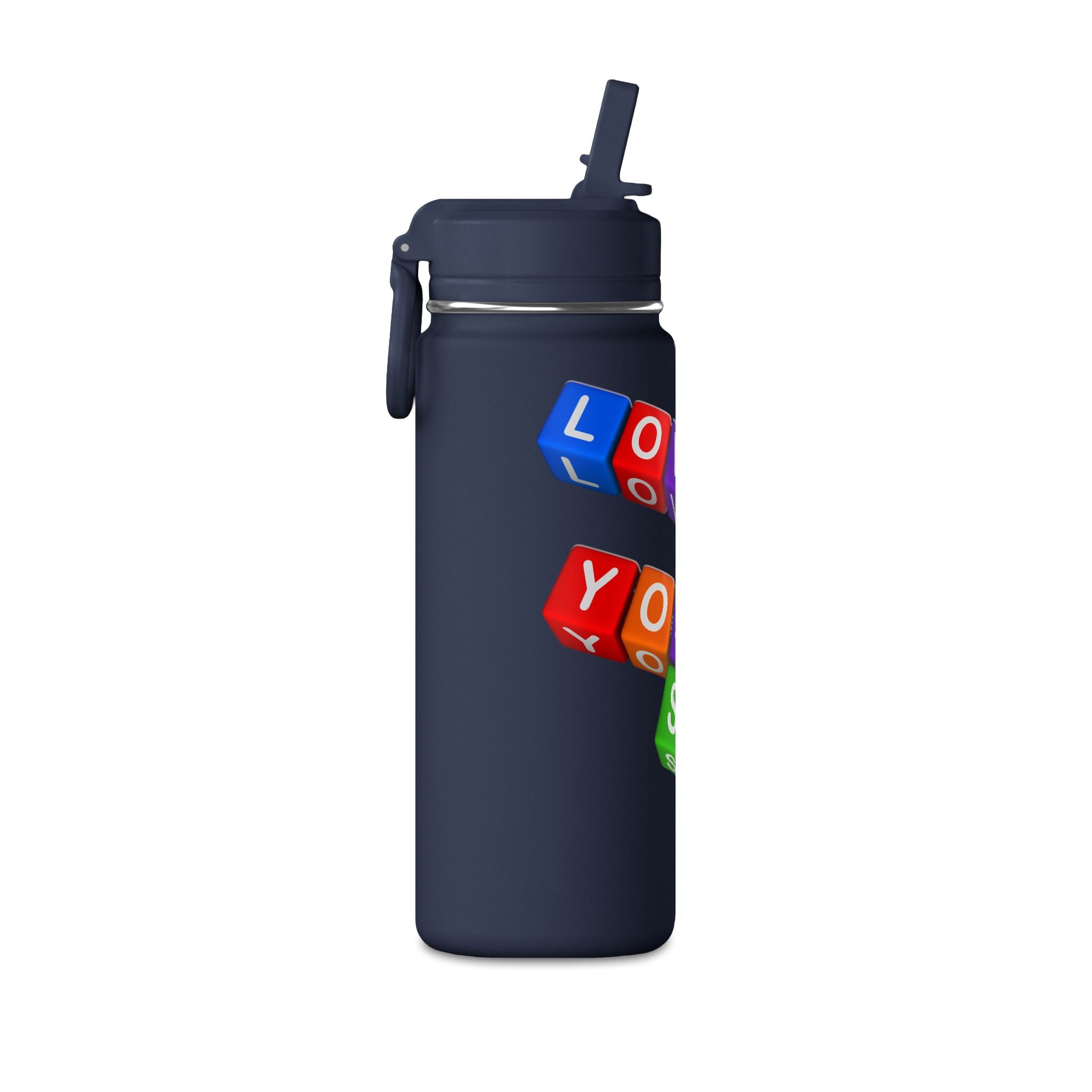 Color Block Letter Cubes Loves You Water Bottle | 20oz Mini