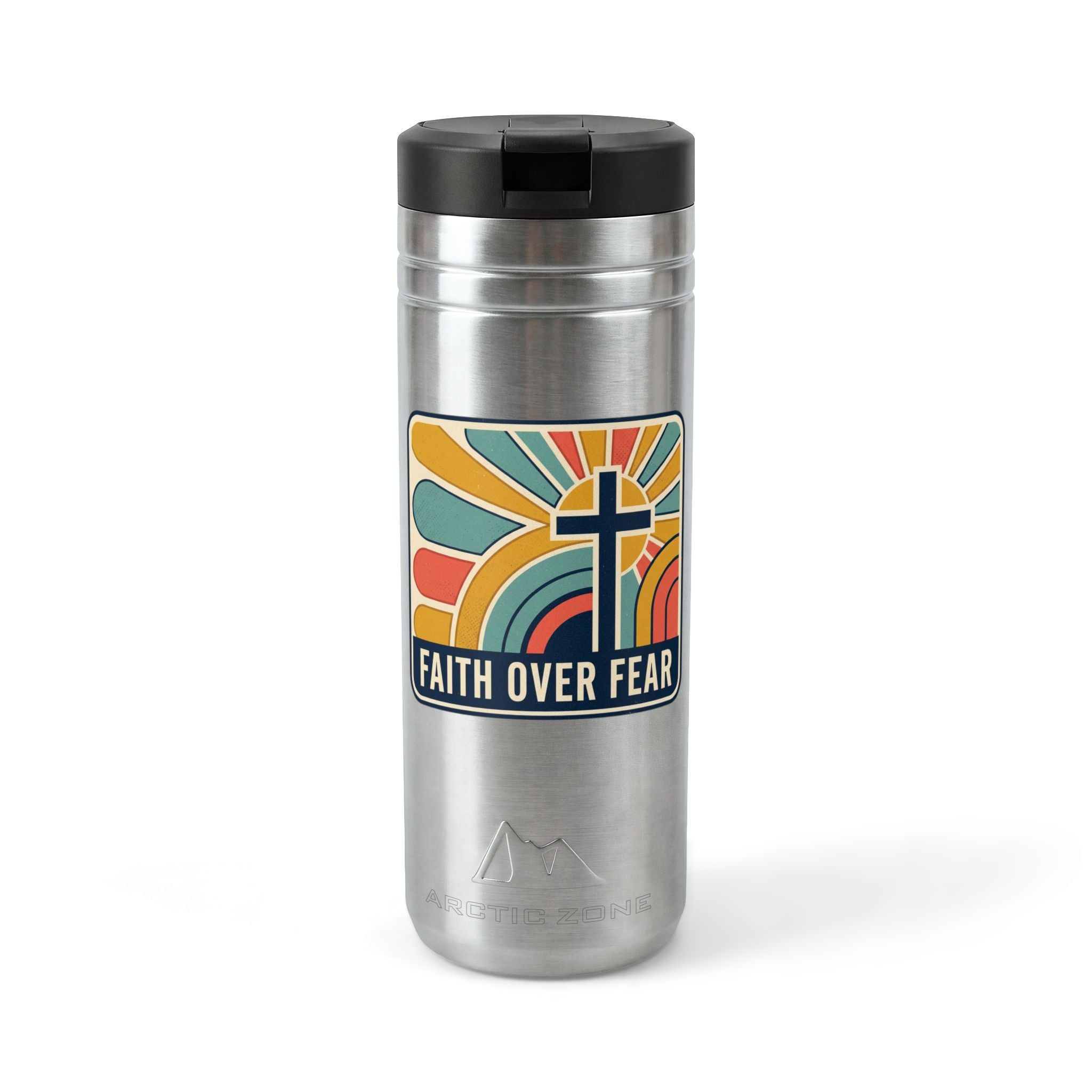 Faith over Fear emblem tumbler | Stainless steel straw tumbler 24oz