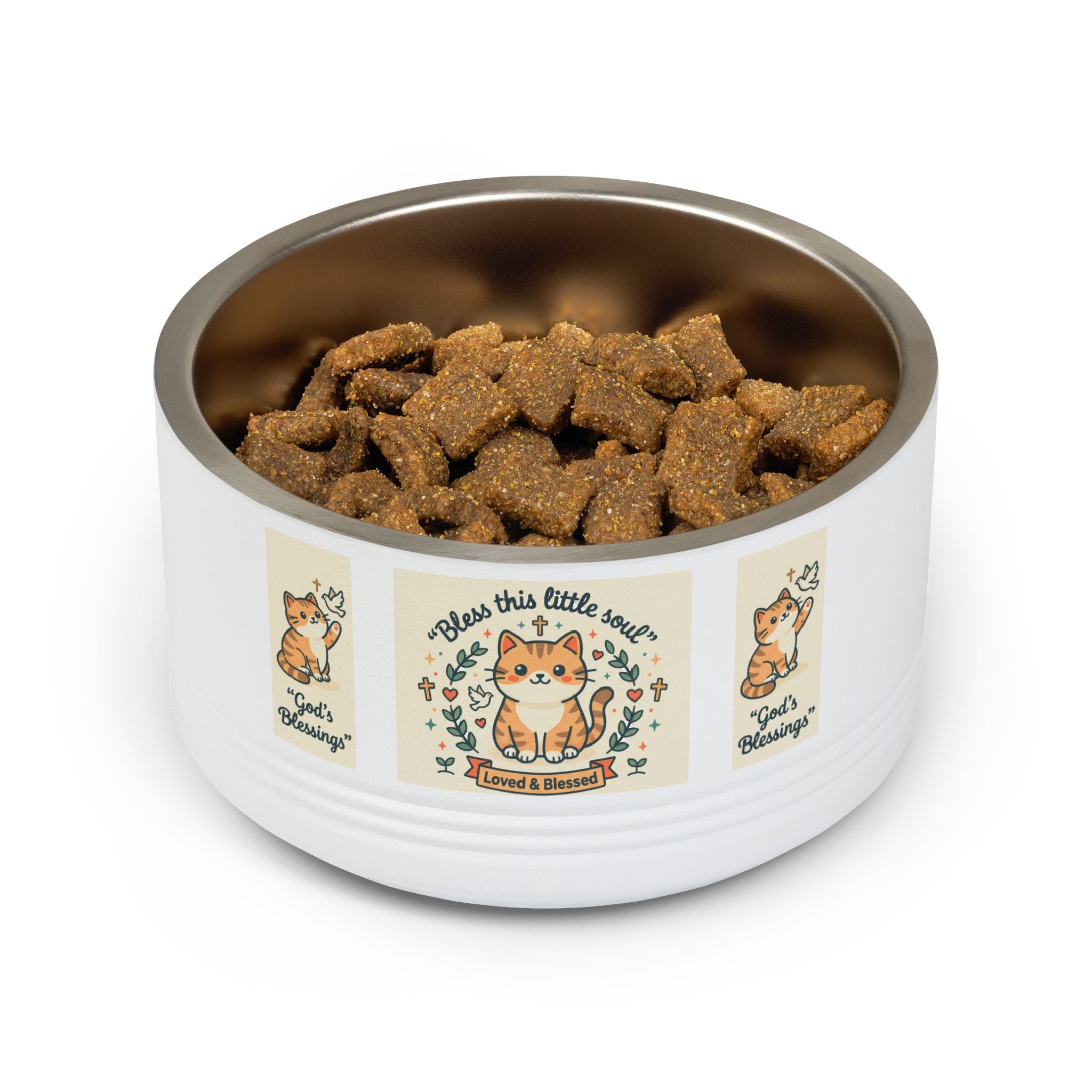 Cute Cat Pet Bowl — "Bless this little soul" 18oz Stainless Steel Bowl
