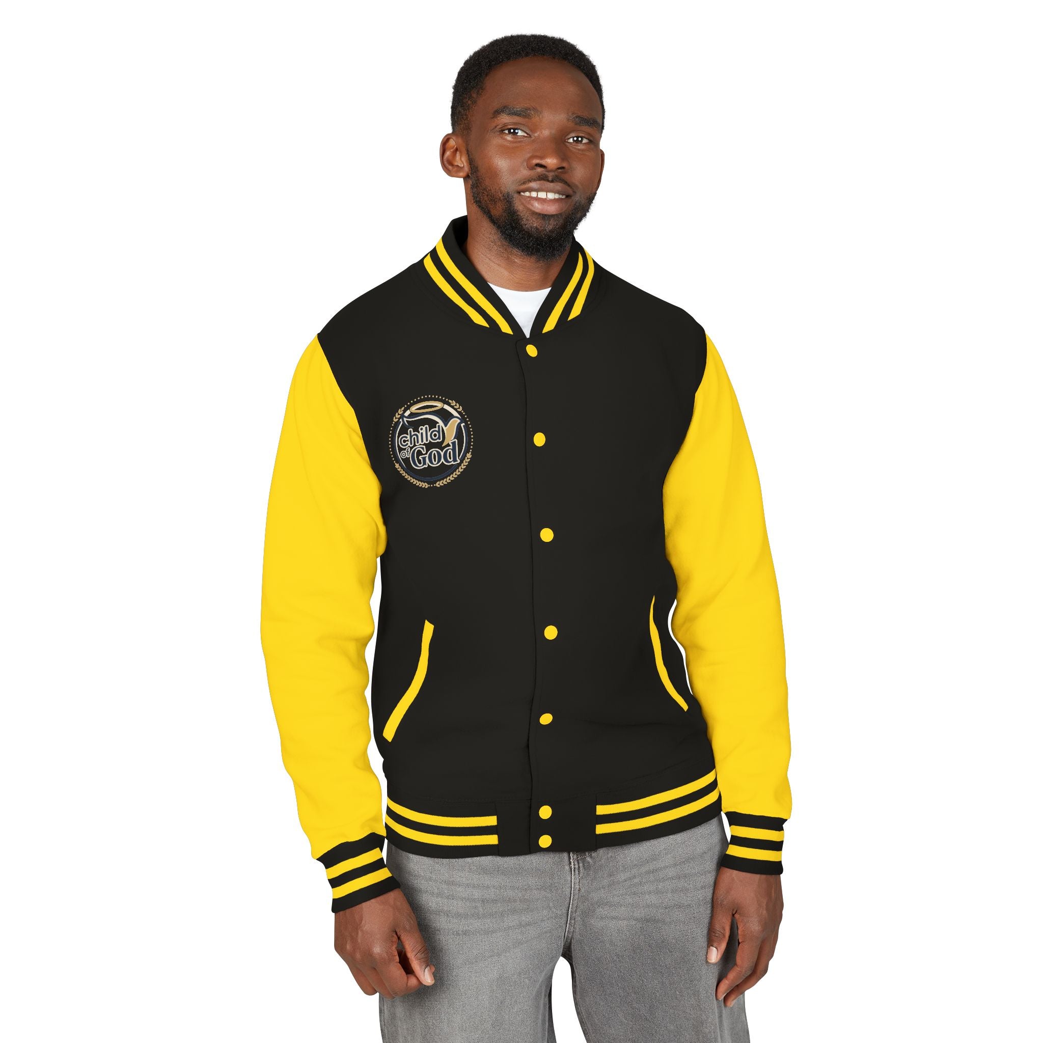 Child of God Emblem Letterman Jacket | Red White Varsity