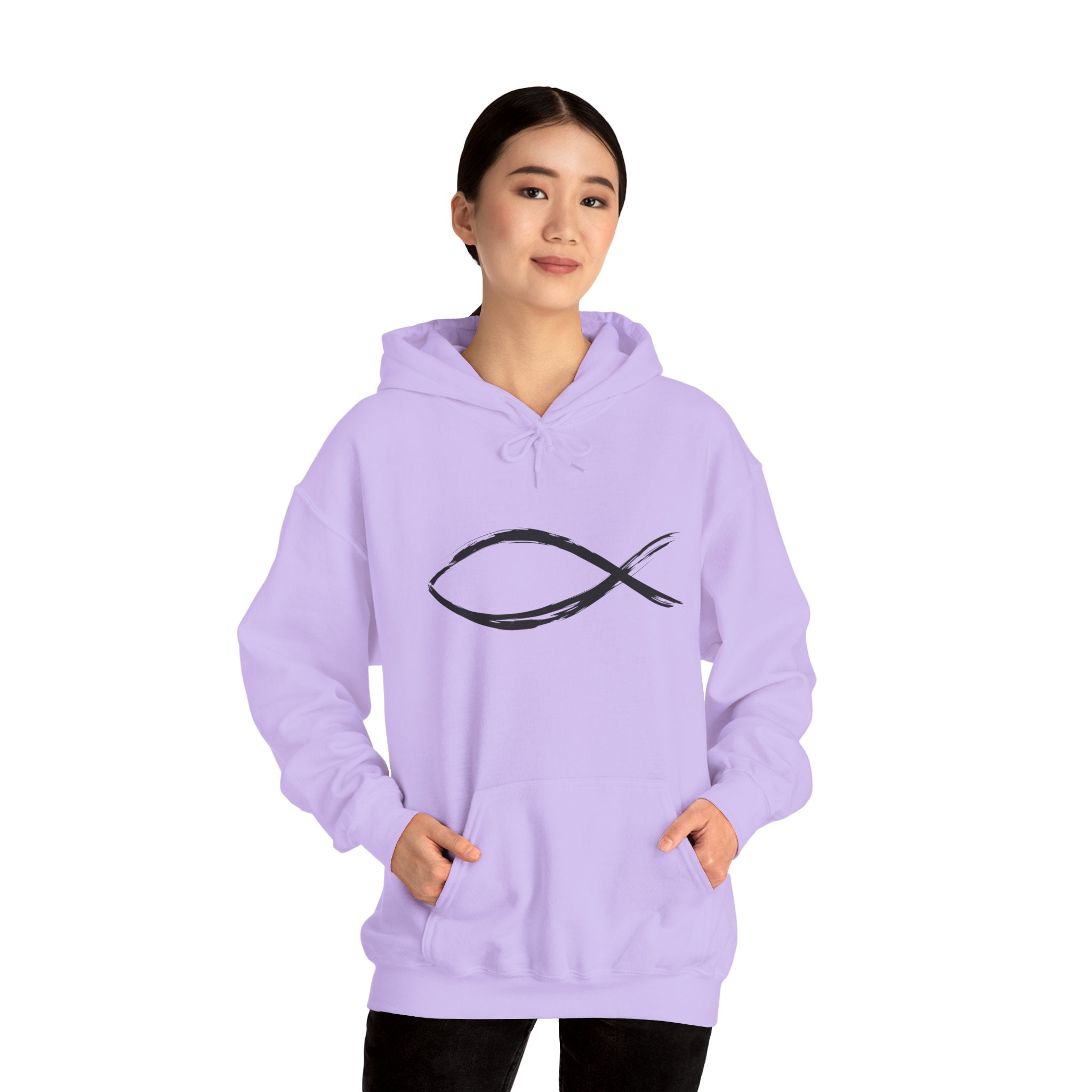 Christian Fish Symbal Heavy Blend™ Hooded Sweatshirt