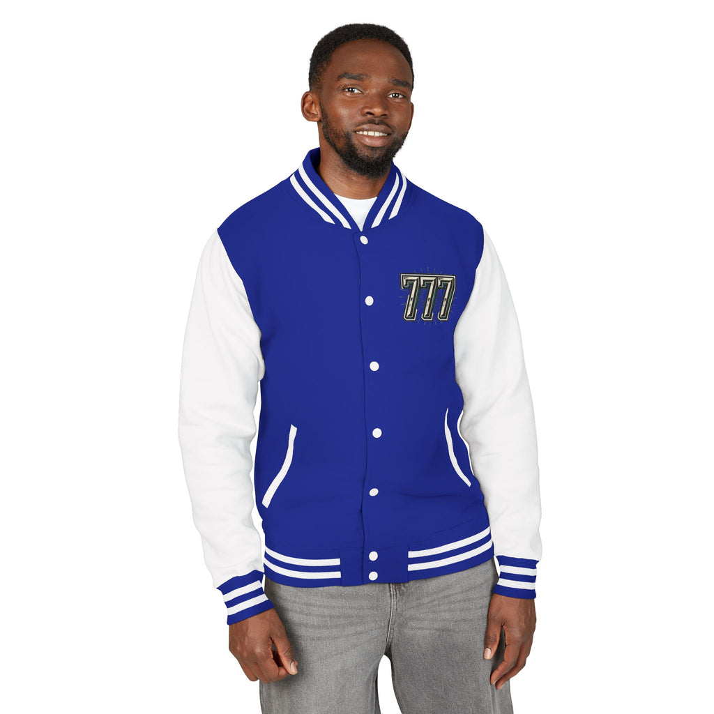 777 Emblem Letterman Jacket | Red White Varsity
