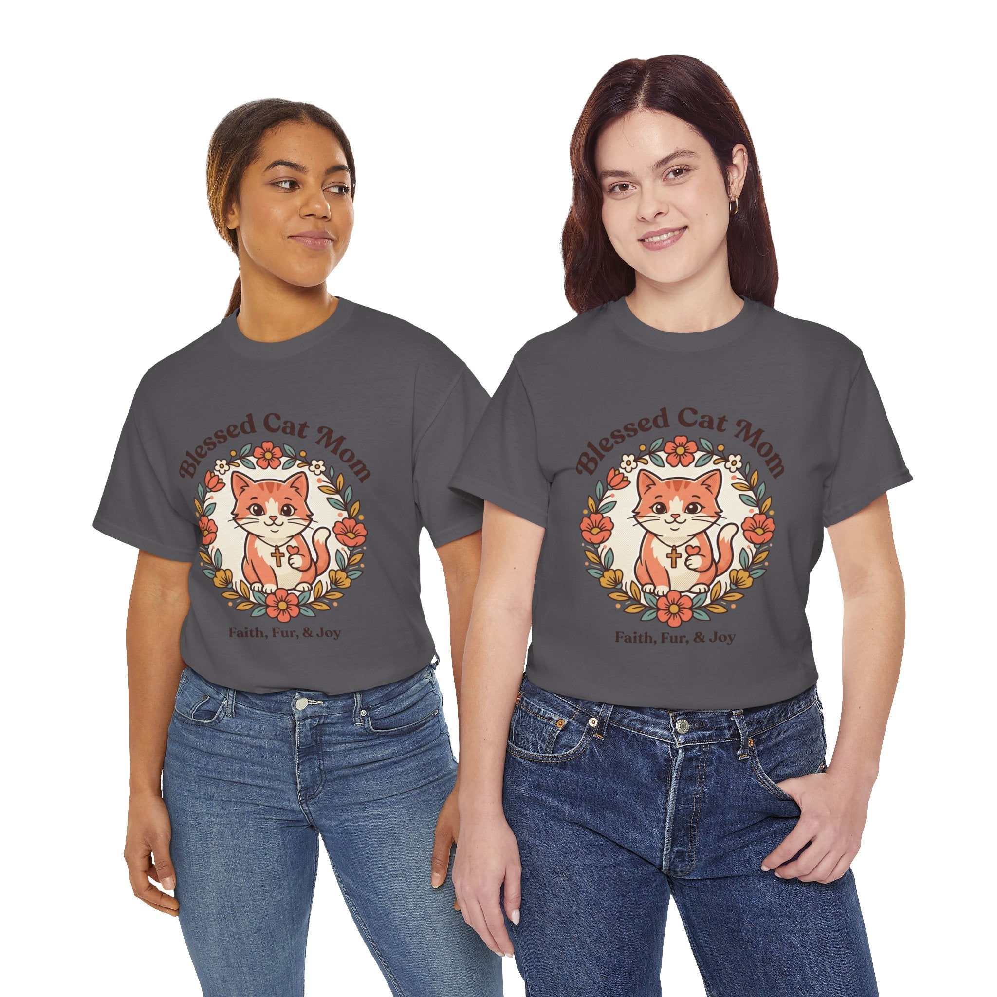 Blessed Cat Mom T-Shirt – Faith, Fur & Joy Floral Cat Mom Tee