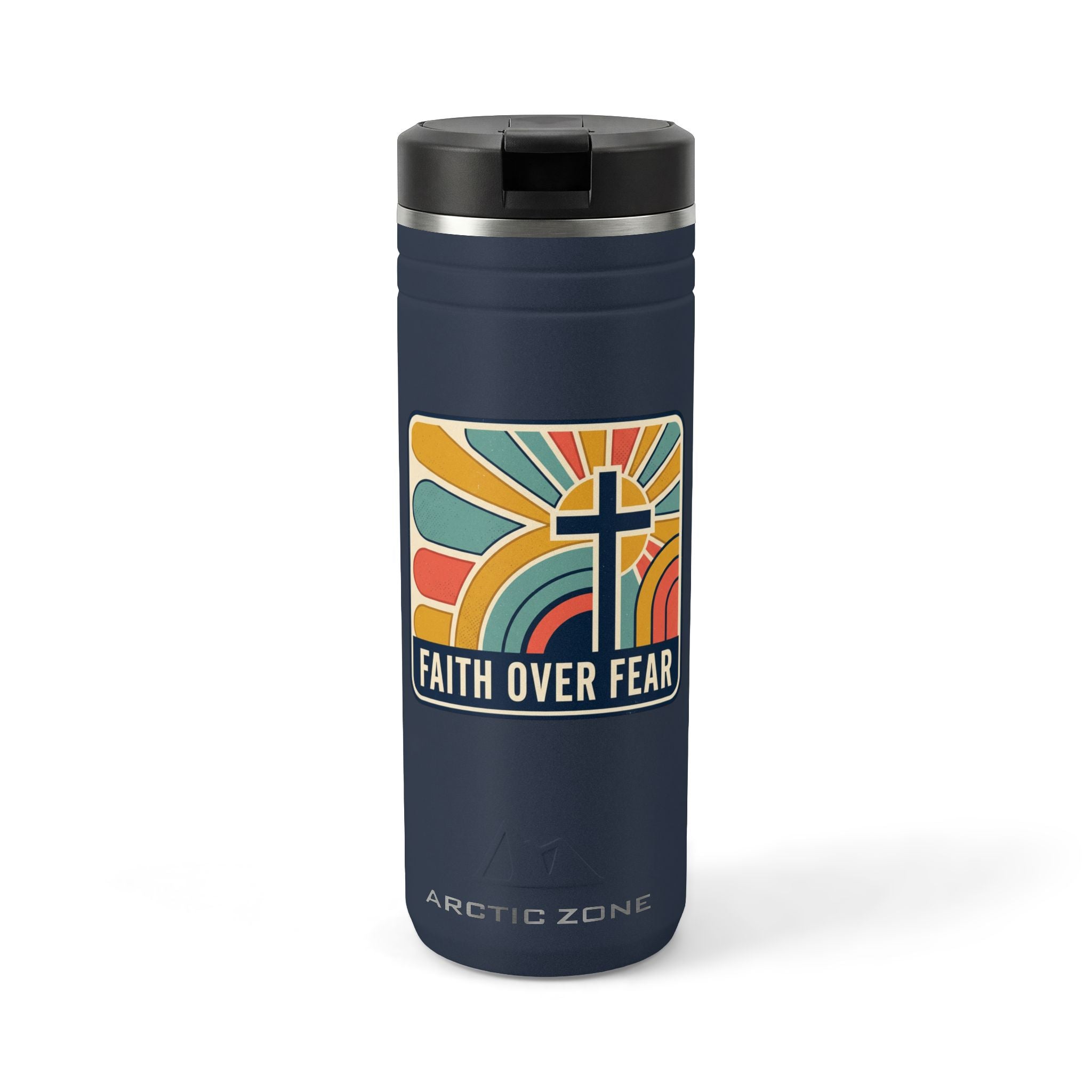 Faith over Fear emblem tumbler | Stainless steel straw tumbler 24oz