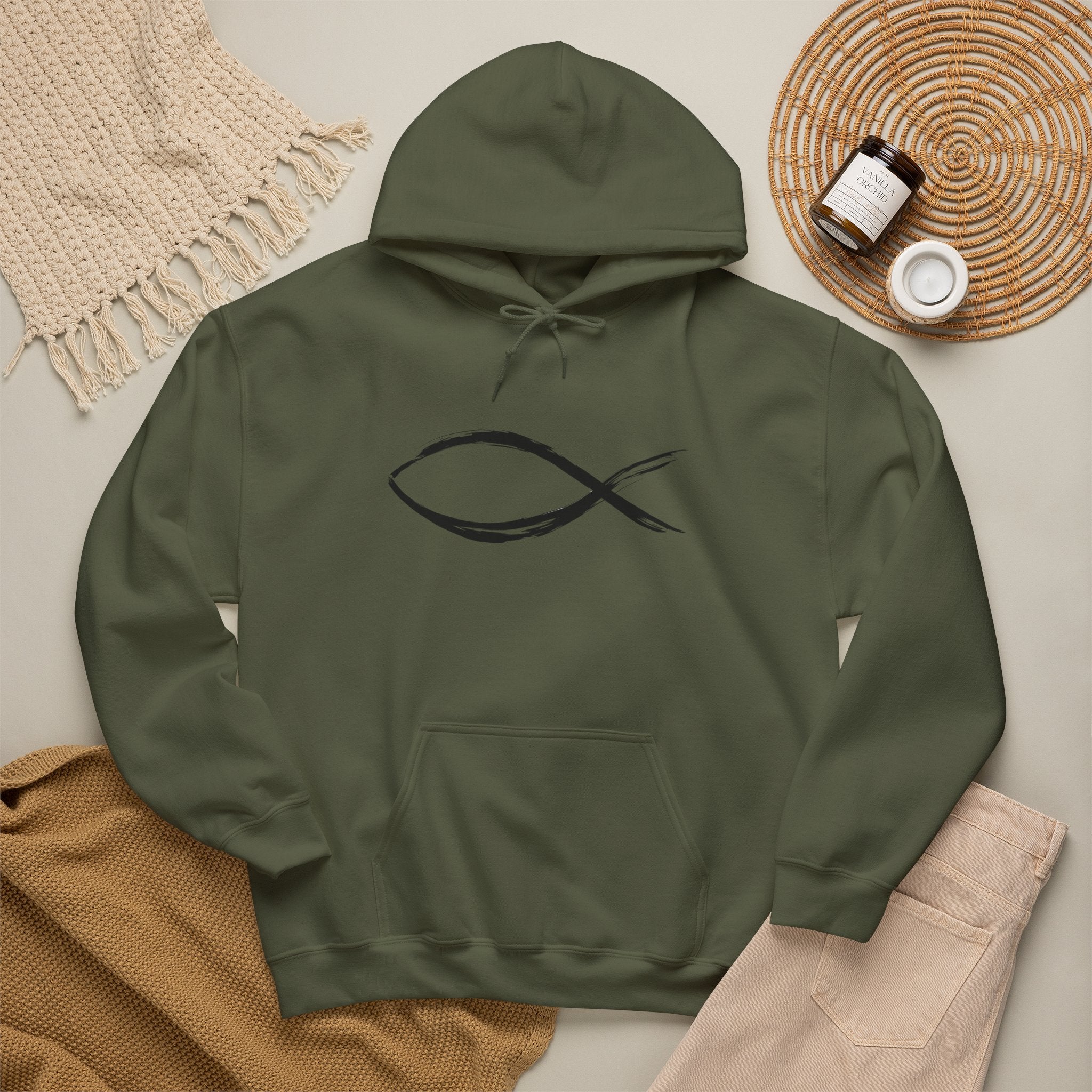 Christian Fish Symbal Heavy Blend™ Hooded Sweatshirt