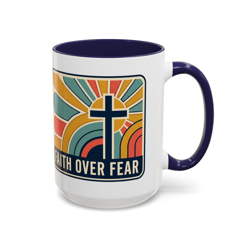 Faith over fear Retro Script Mug | Accent Coffee Mug