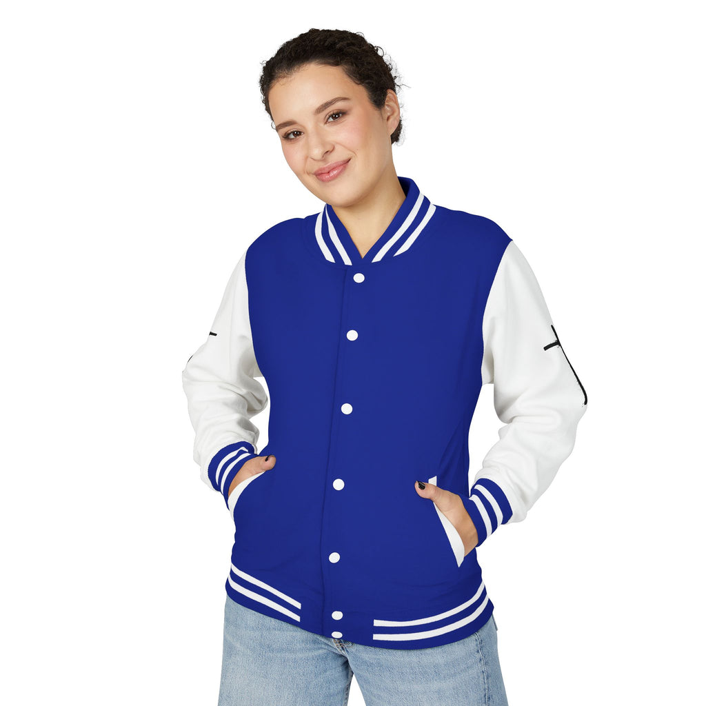 Cross Emblem Letterman Jacket | Red White Varsity