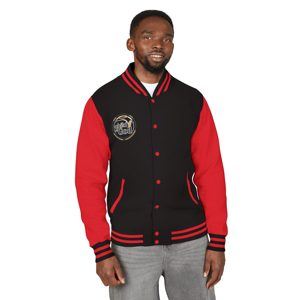 Child of God Emblem Letterman Jacket | Red White Varsity