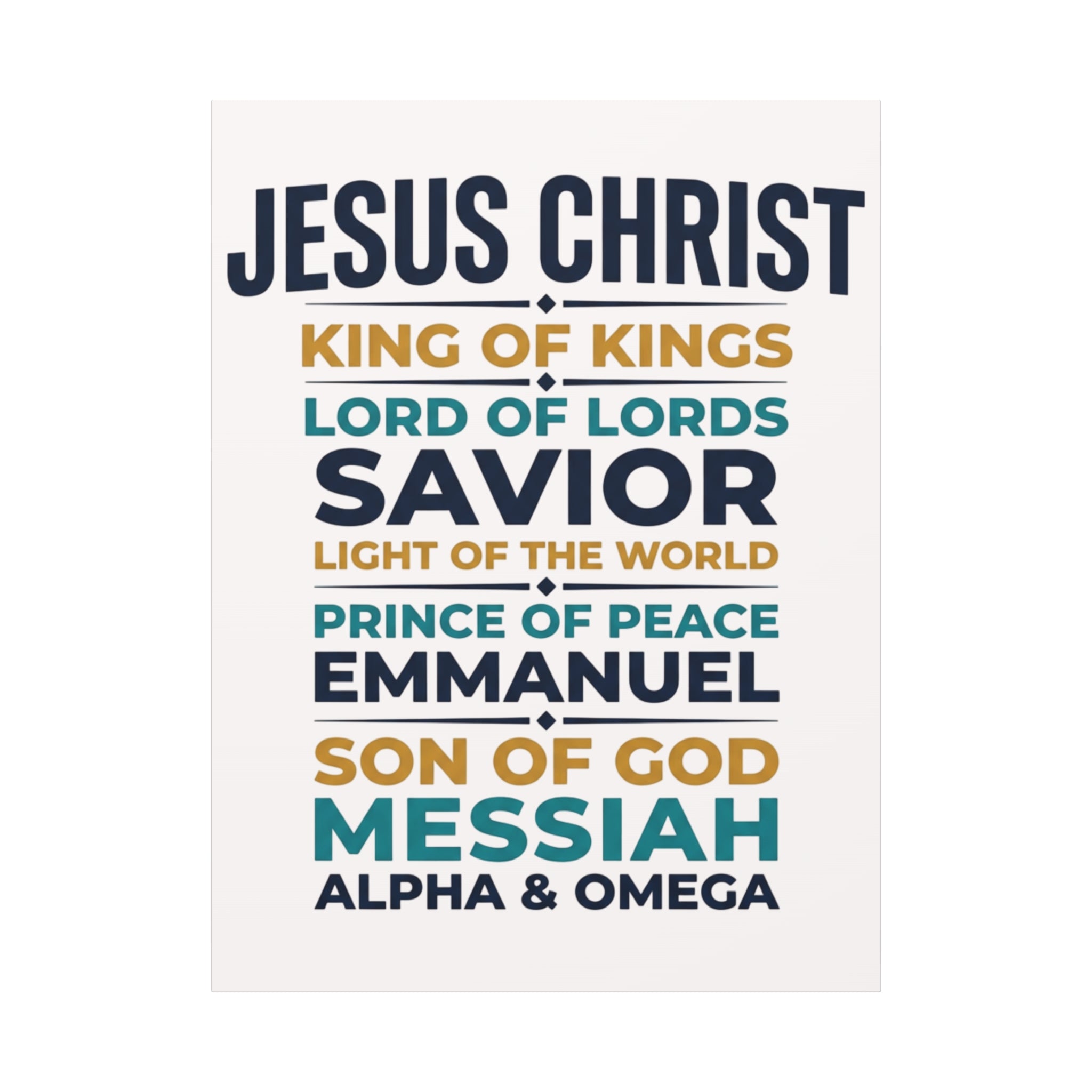 Jesus Christ Typography Wall Art Canvas | Matte Stretched Canvas