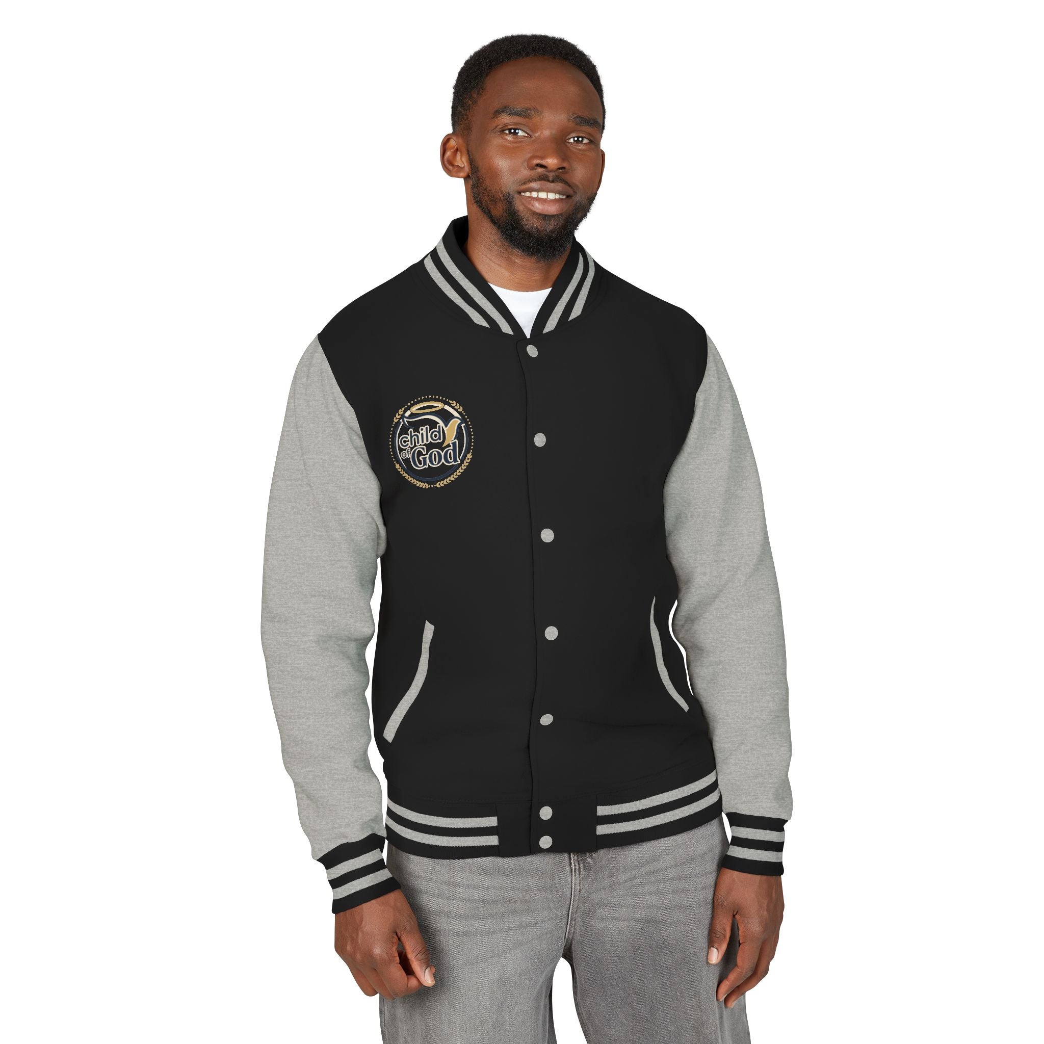 Child of God Emblem Letterman Jacket | Red White Varsity