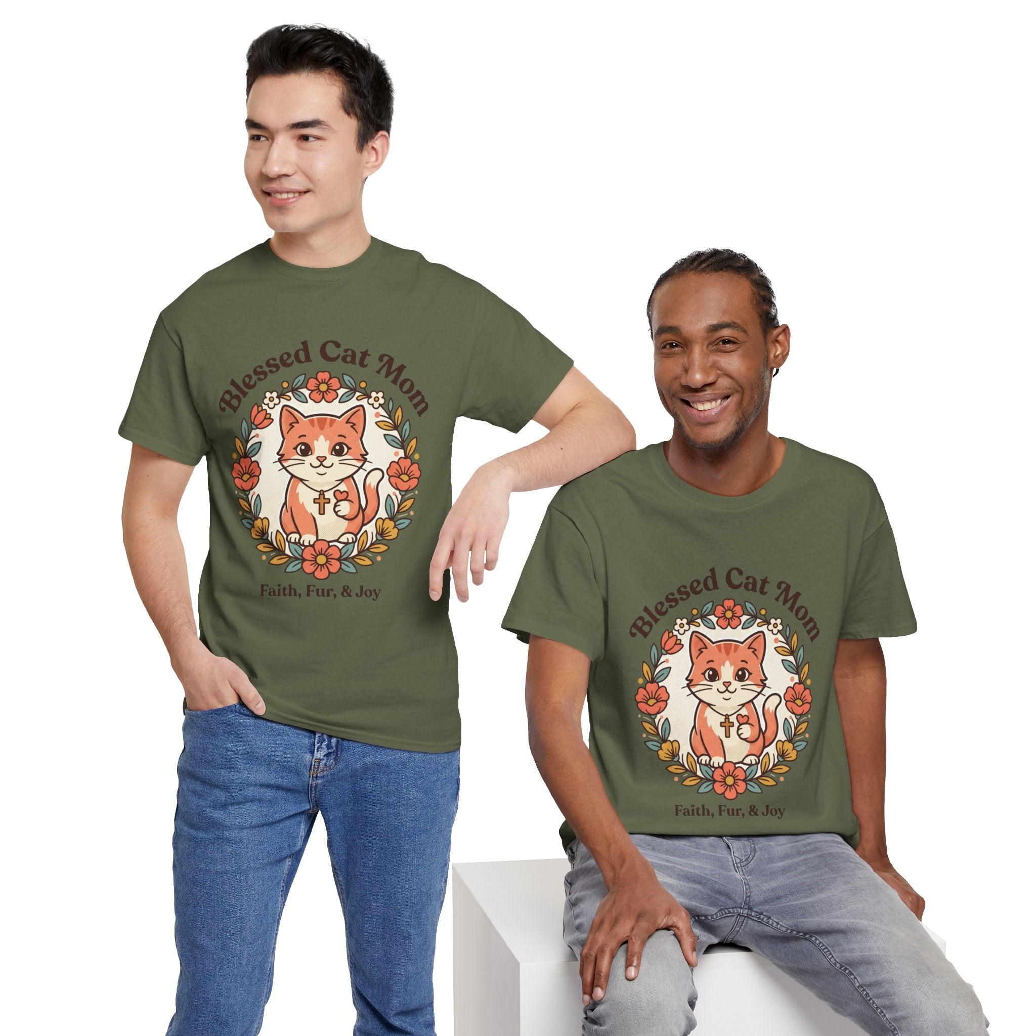 Blessed Cat Mom T-Shirt – Faith, Fur & Joy Floral Cat Mom Tee