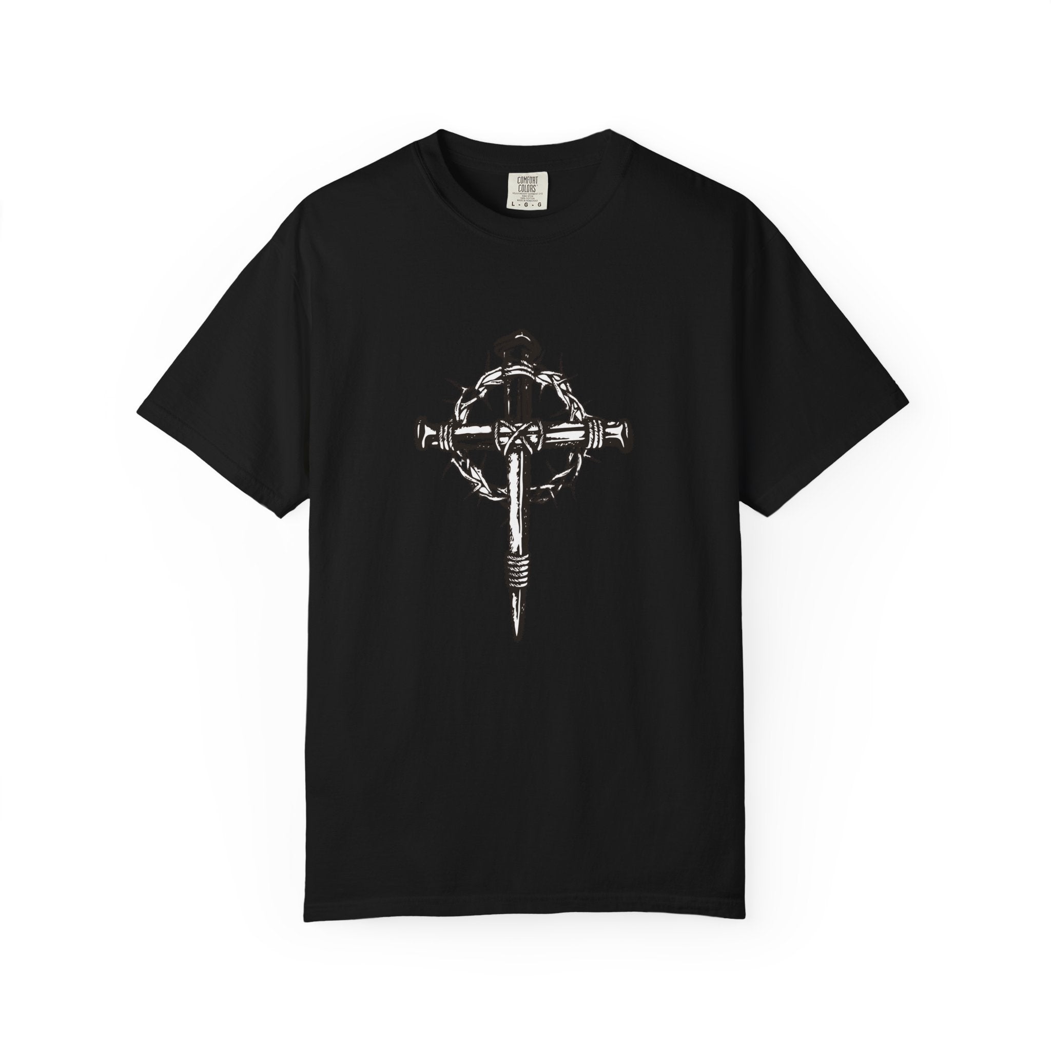 Nail Cross with Crown of Thorns T-shirt | Religious Gothic Faith Design