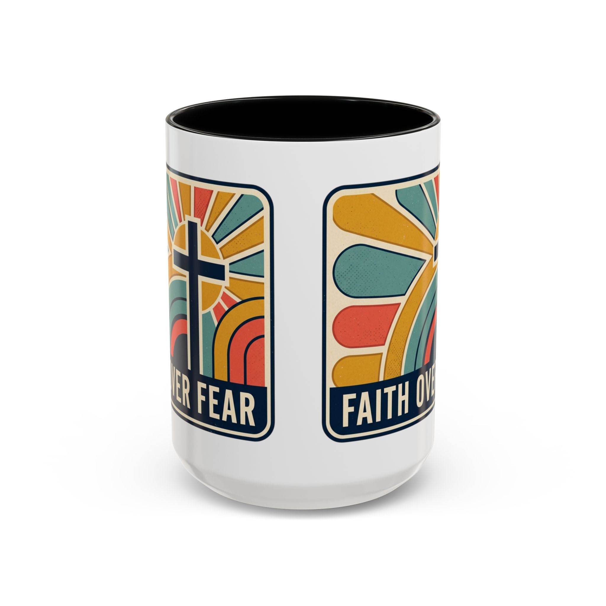 Faith over fear Retro Script Mug | Accent Coffee Mug