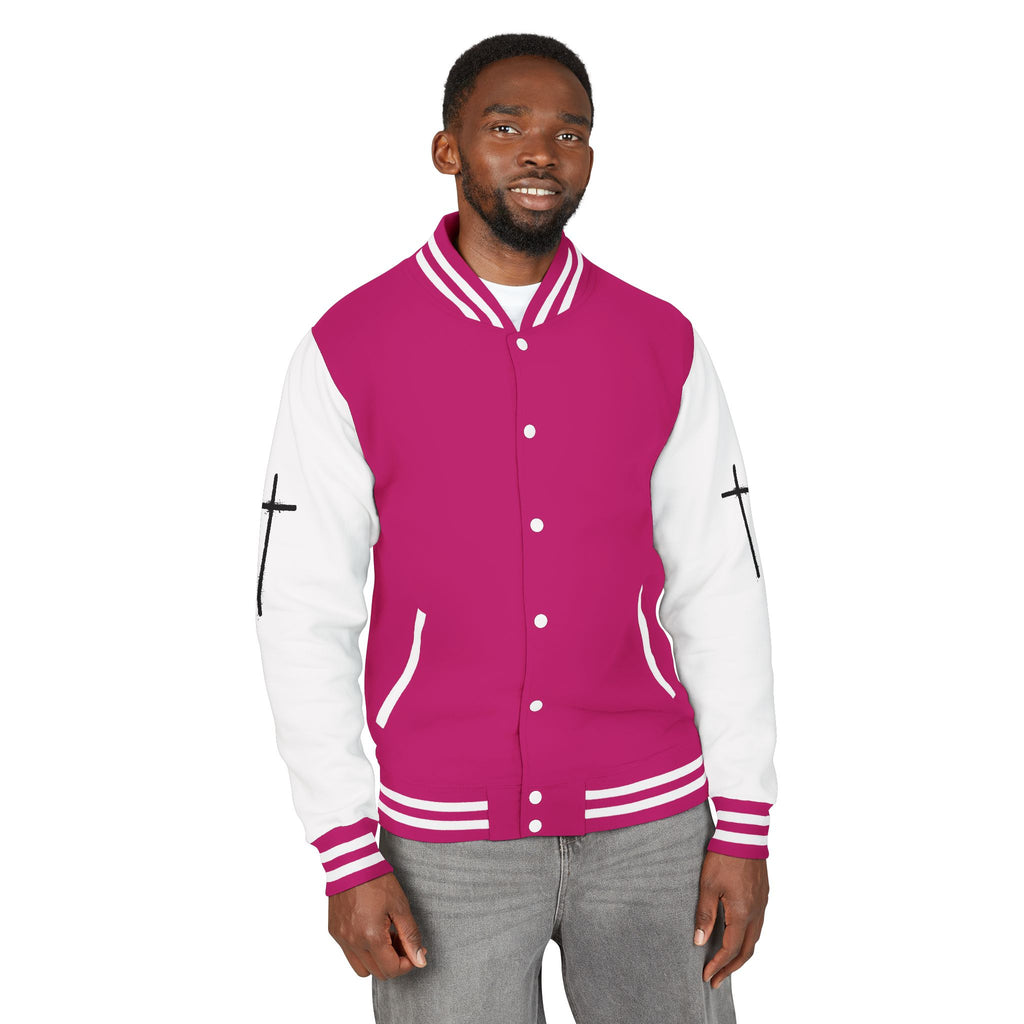 Cross Emblem Letterman Jacket | Red White Varsity