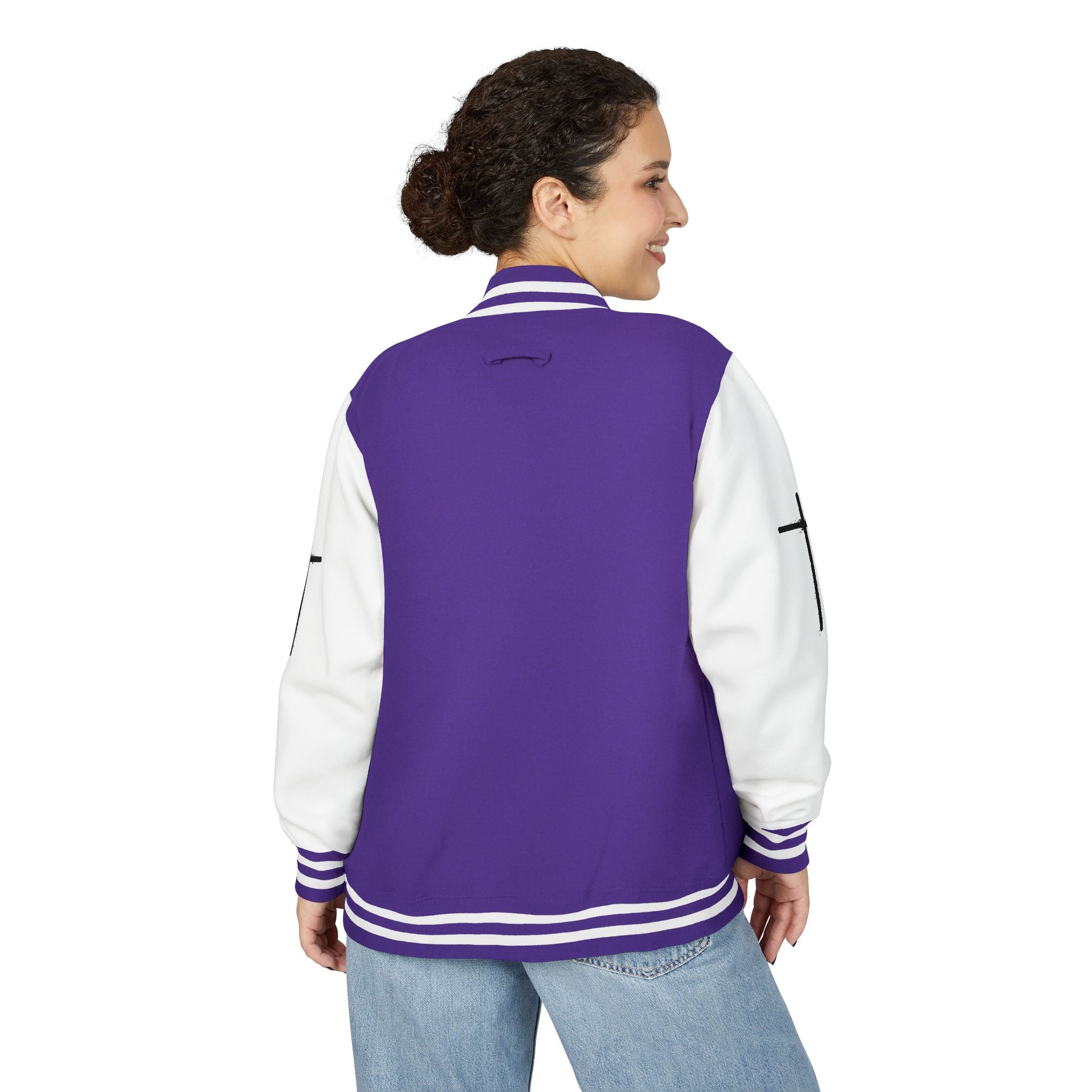 Cross Emblem Letterman Jacket | Red White Varsity