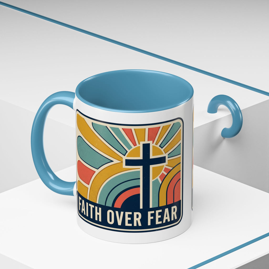 Faith over fear Retro Script Mug | Accent Coffee Mug