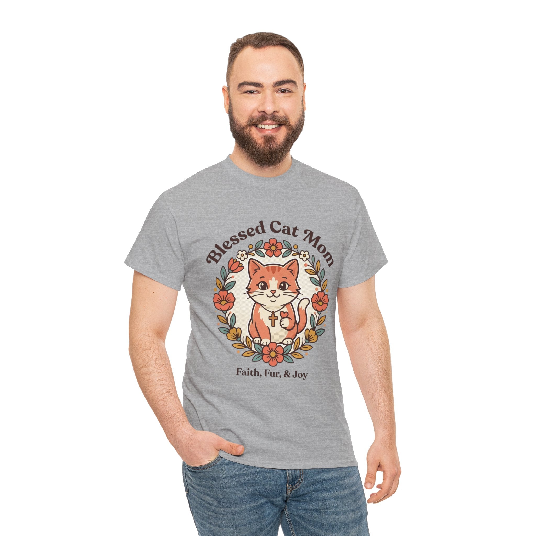 Blessed Cat Mom T-Shirt – Faith, Fur & Joy Floral Cat Mom Tee