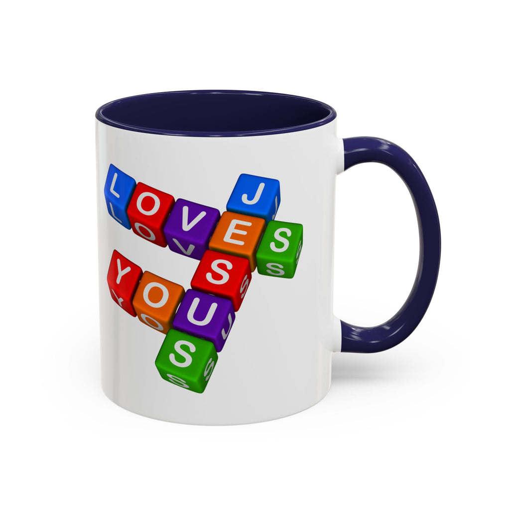 Colorful Letter Blocks 'Jesus Loves You' Mug | Accent Coffee Mug