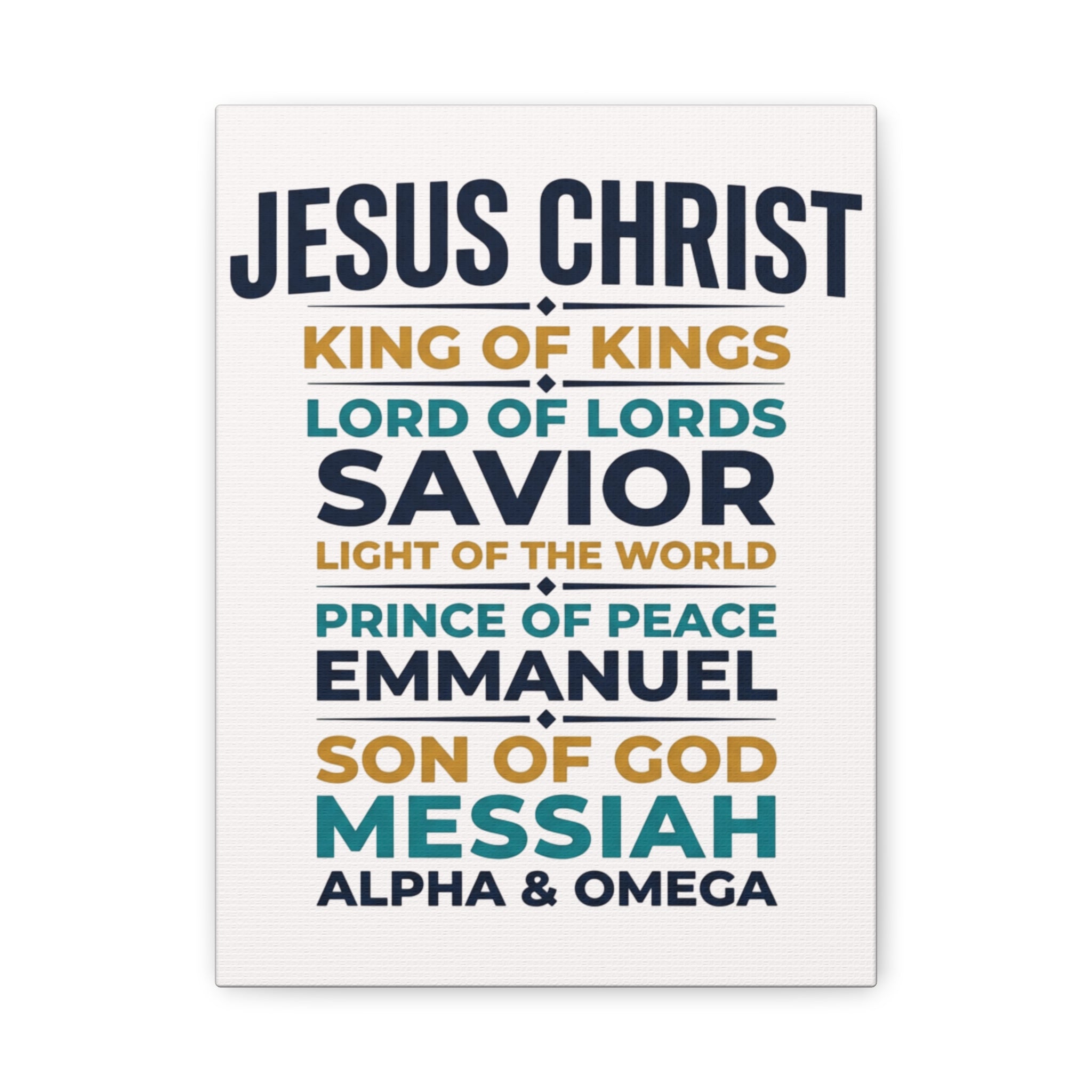 Jesus Christ Typography Wall Art Canvas | Matte Stretched Canvas