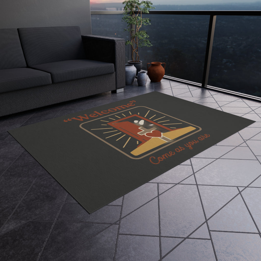 Welcome door with heart Outdoor Rug | Come As You Are doormat-style design