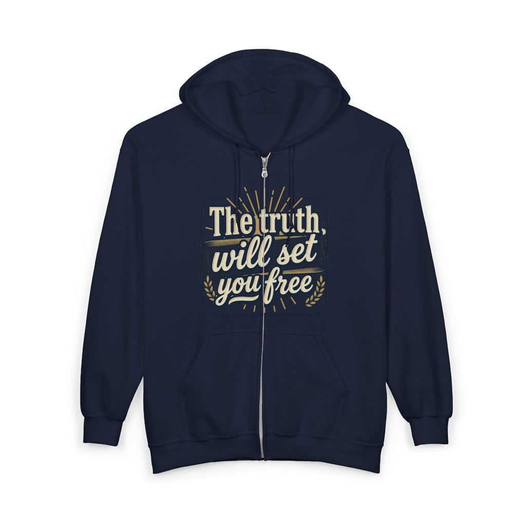 Zip Hoodie — “The truth will set you free” Inspirational Graphic Zip-Up