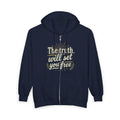 Zip Hoodie — “The truth will set you free” Inspirational Graphic Zip-Up