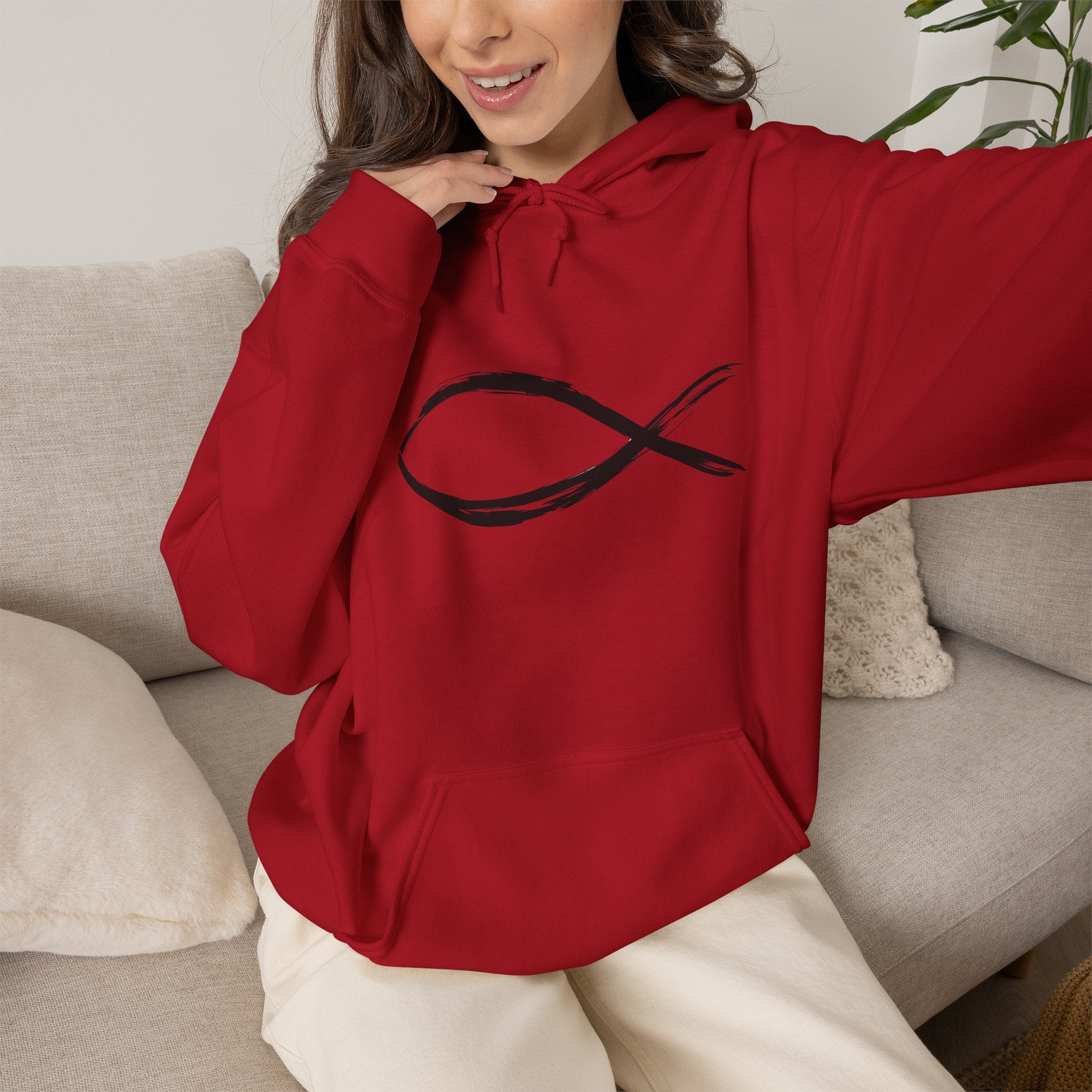 Christian Fish Symbal Heavy Blend™ Hooded Sweatshirt