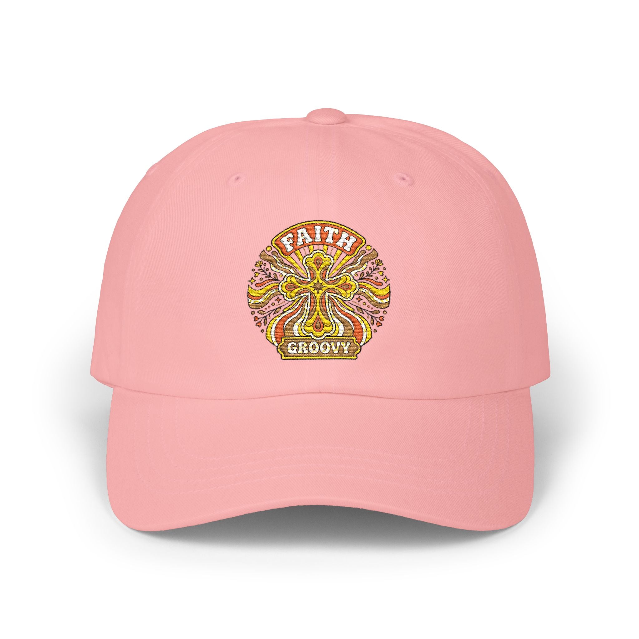 Faith Groovy Dad Cap — Christian Embroidered Baseball Hat