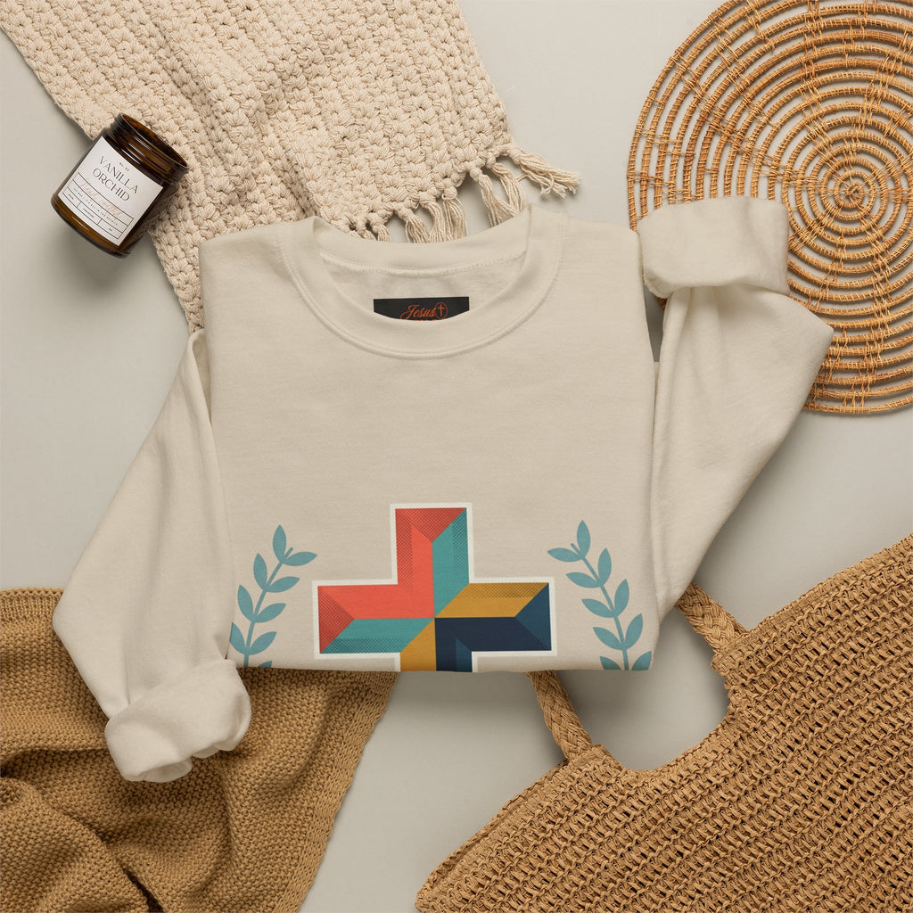 Faith Over Fear Crewneck Sweatshirt — Christian Cross Inspirational Pullover