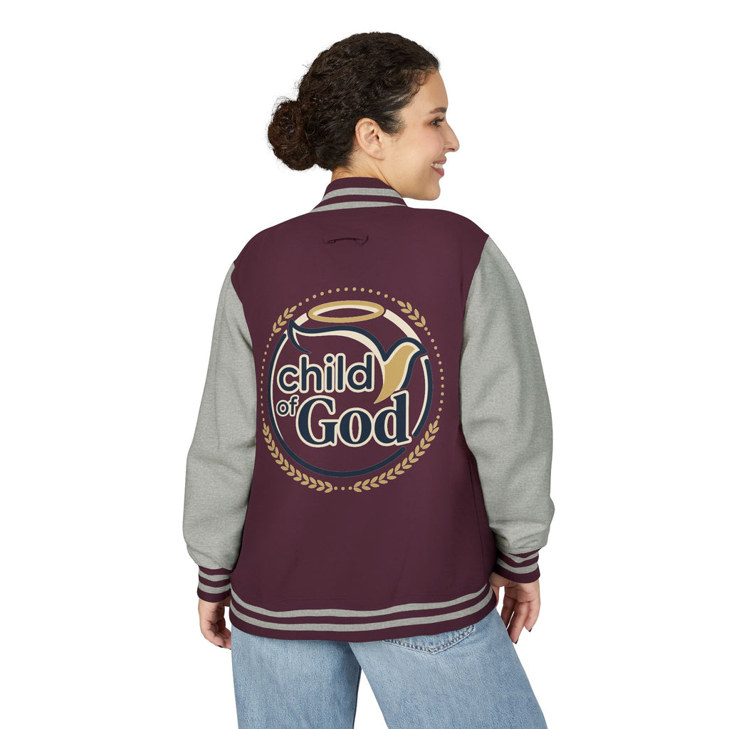 Child of God Emblem Letterman Jacket | Red White Varsity