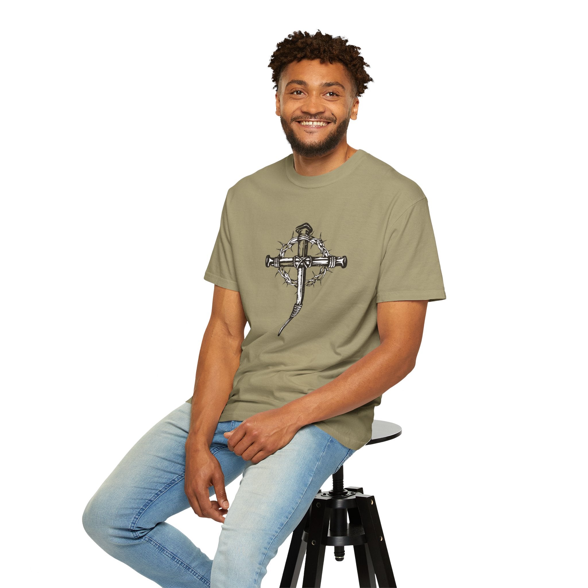 Nail Cross with Crown of Thorns T-shirt | Religious Gothic Faith Design