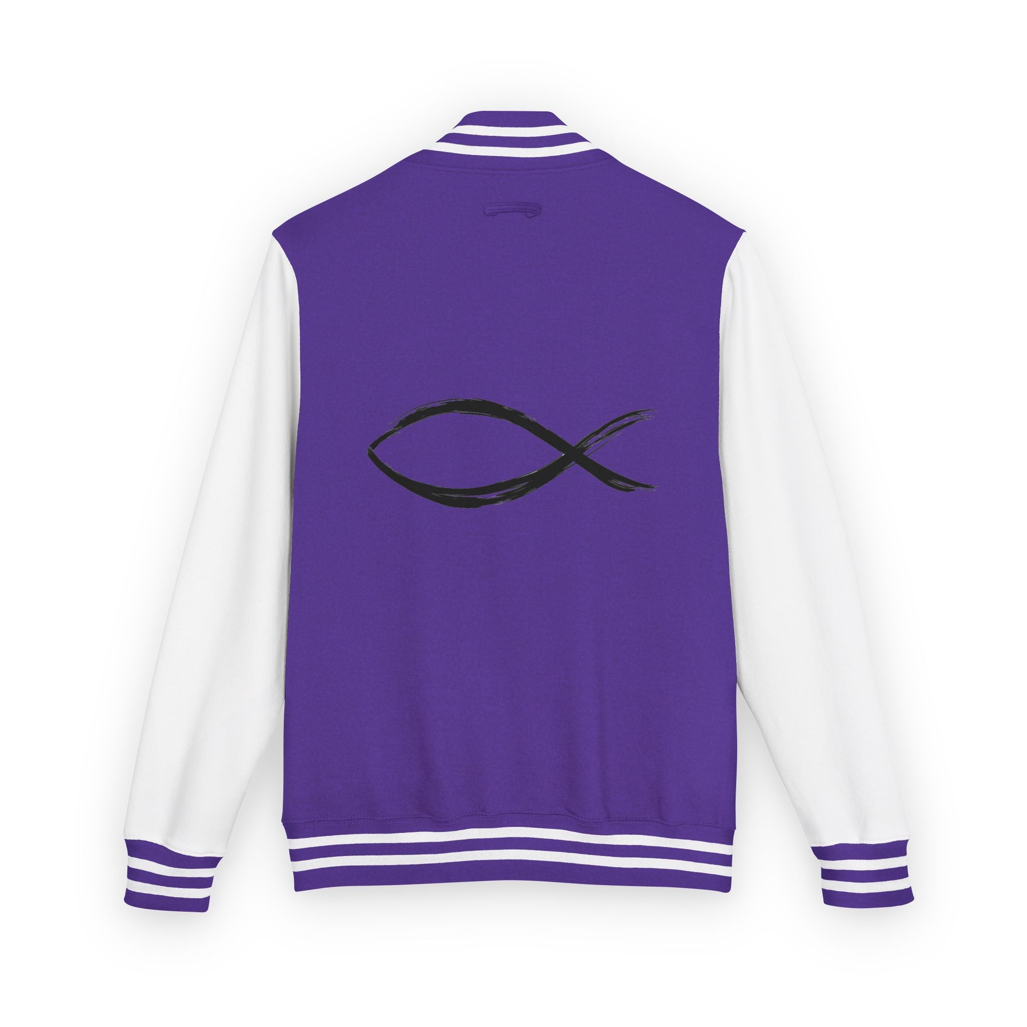 Christian Fish Symbol Emblem Letterman Jacket | Red White Varsity