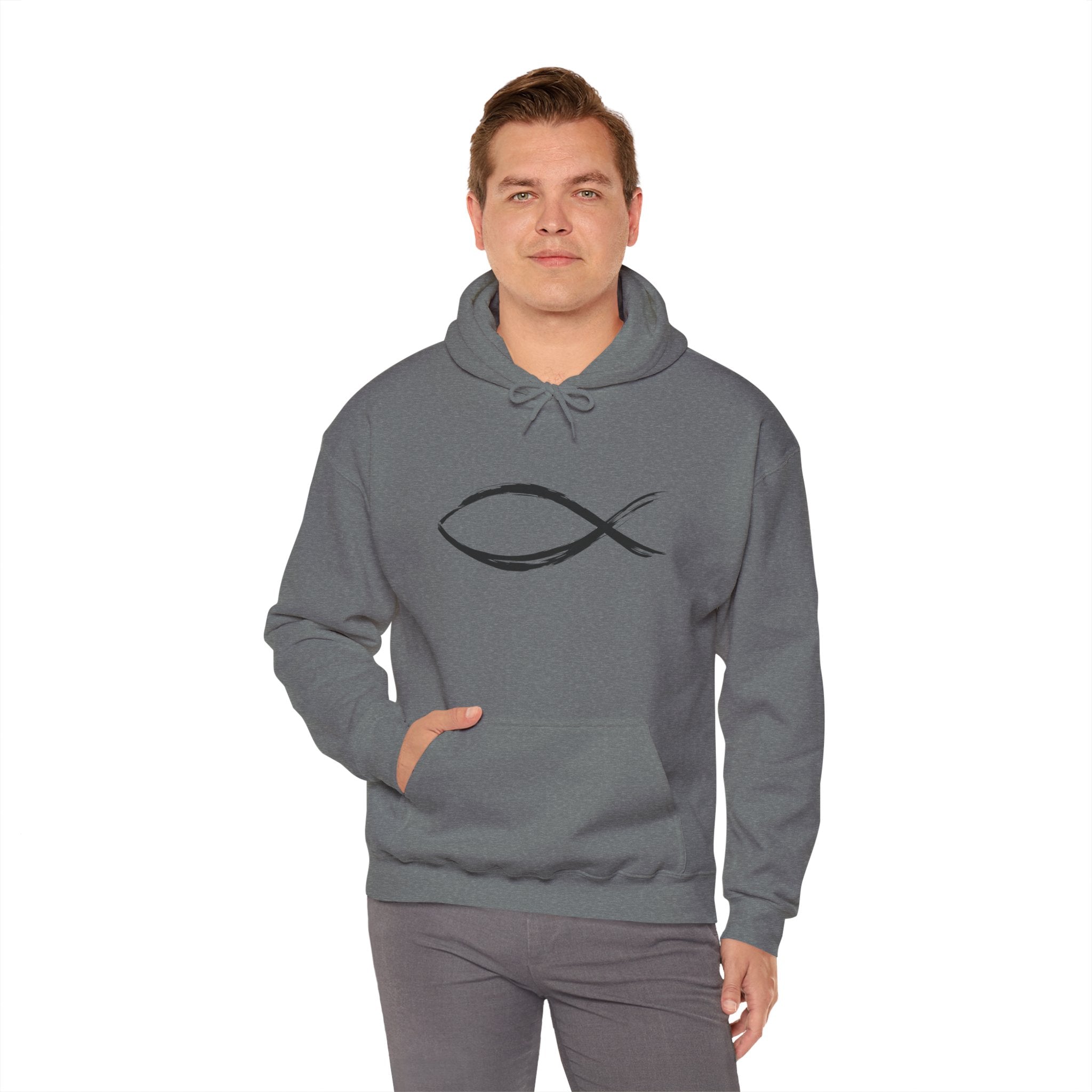 Christian Fish Symbal Heavy Blend™ Hooded Sweatshirt