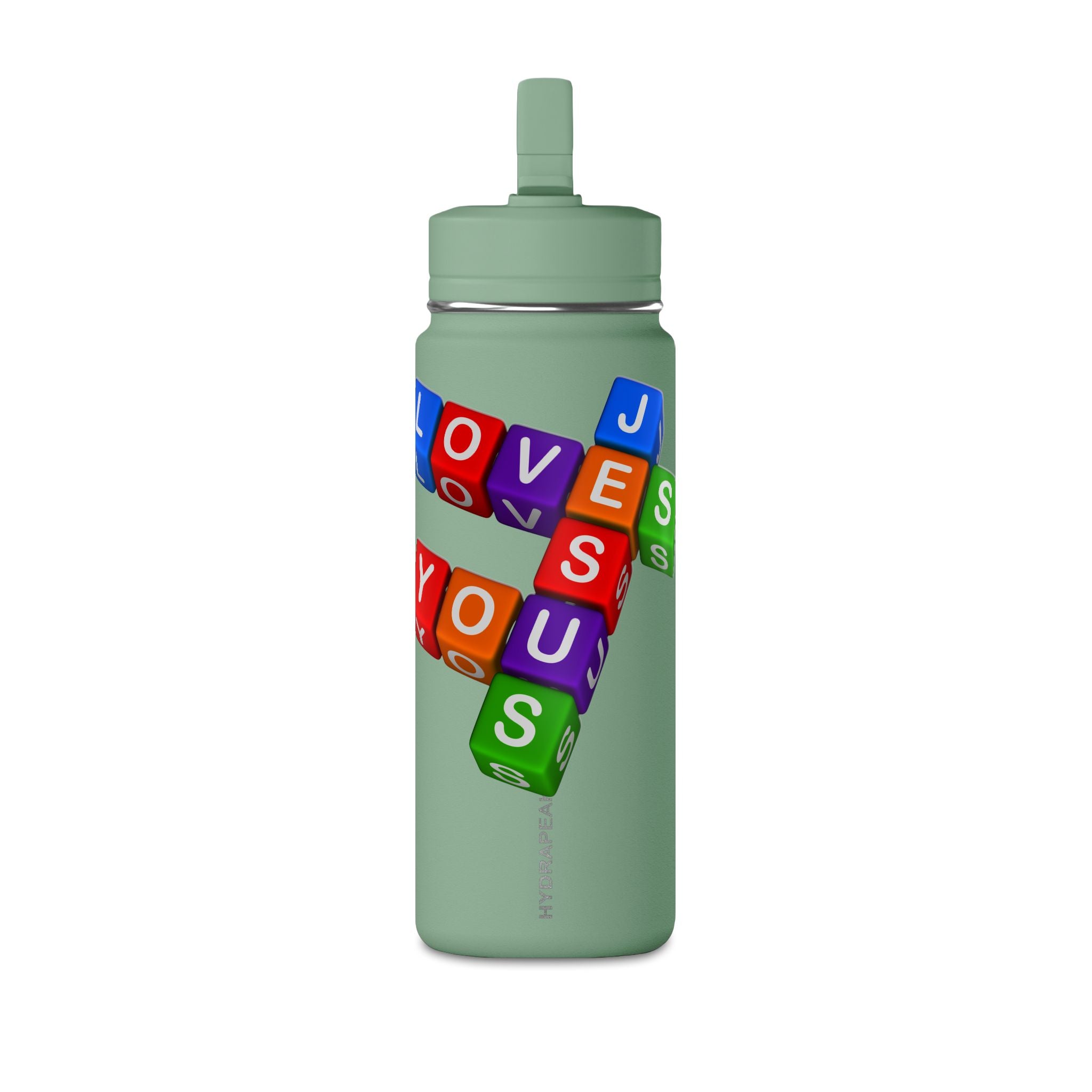 Color Block Letter Cubes Loves You Water Bottle | 20oz Mini