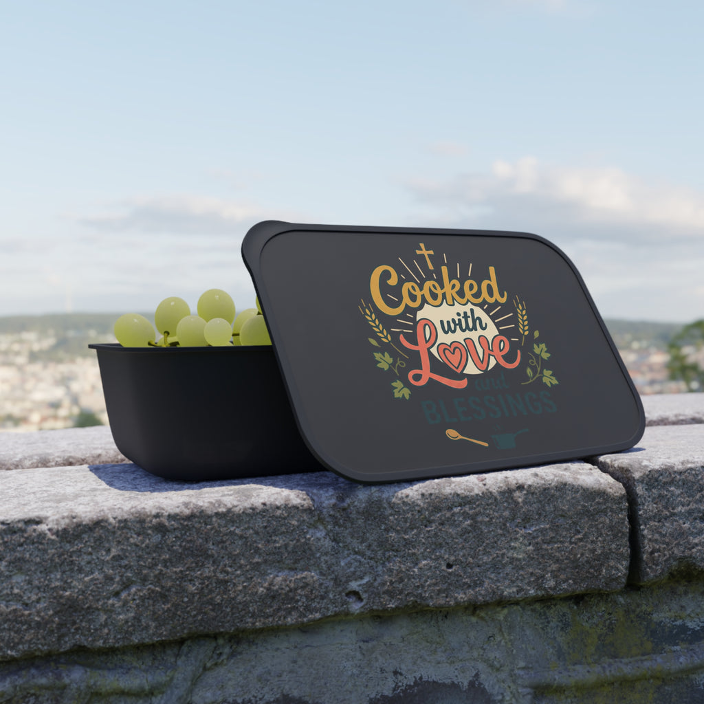 Cooked with Love and Blessings Bento Box | PLA Lunch Box with Utensils