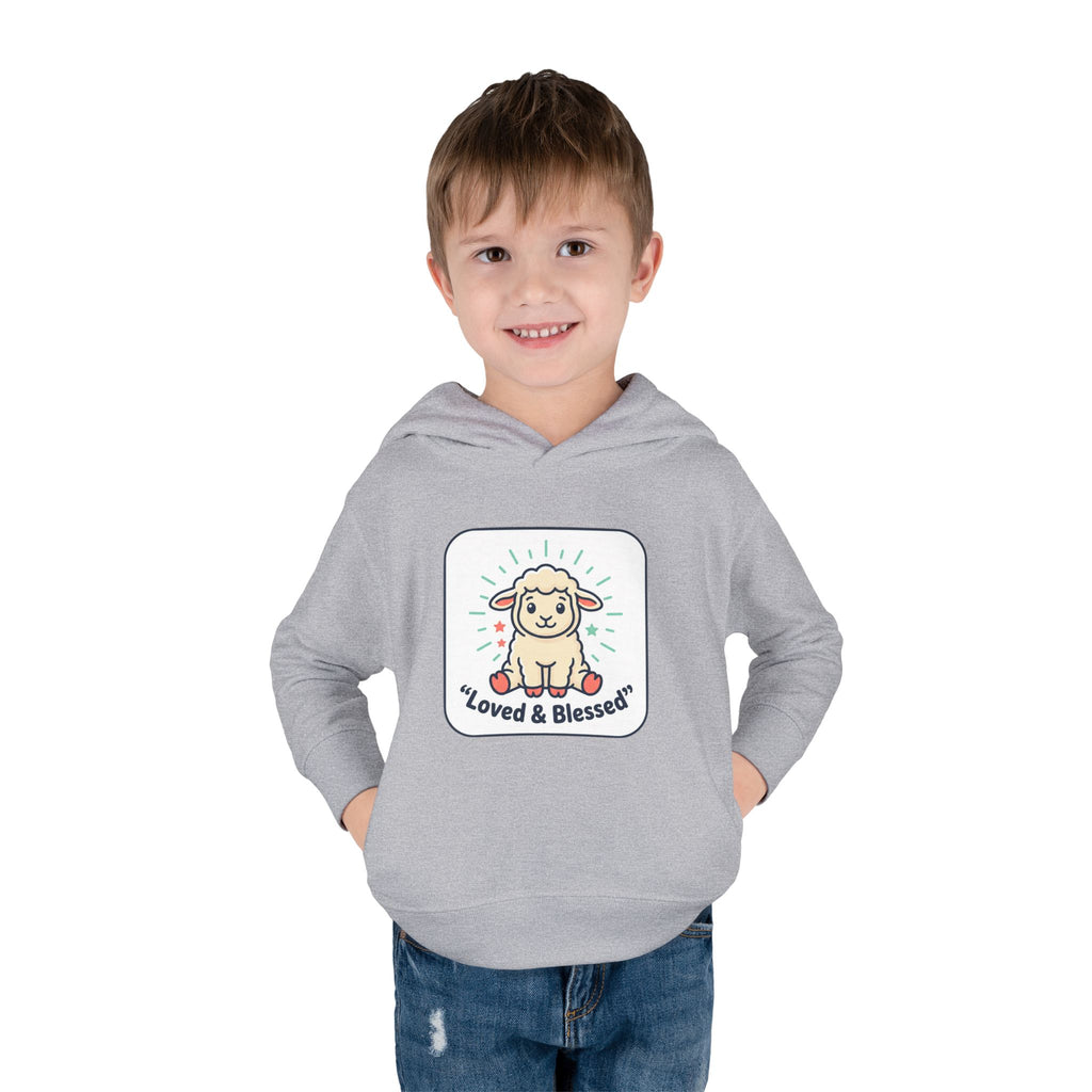 Loved & Blessed Lamb toddler hoodie | Cute lamb illustration pullover
