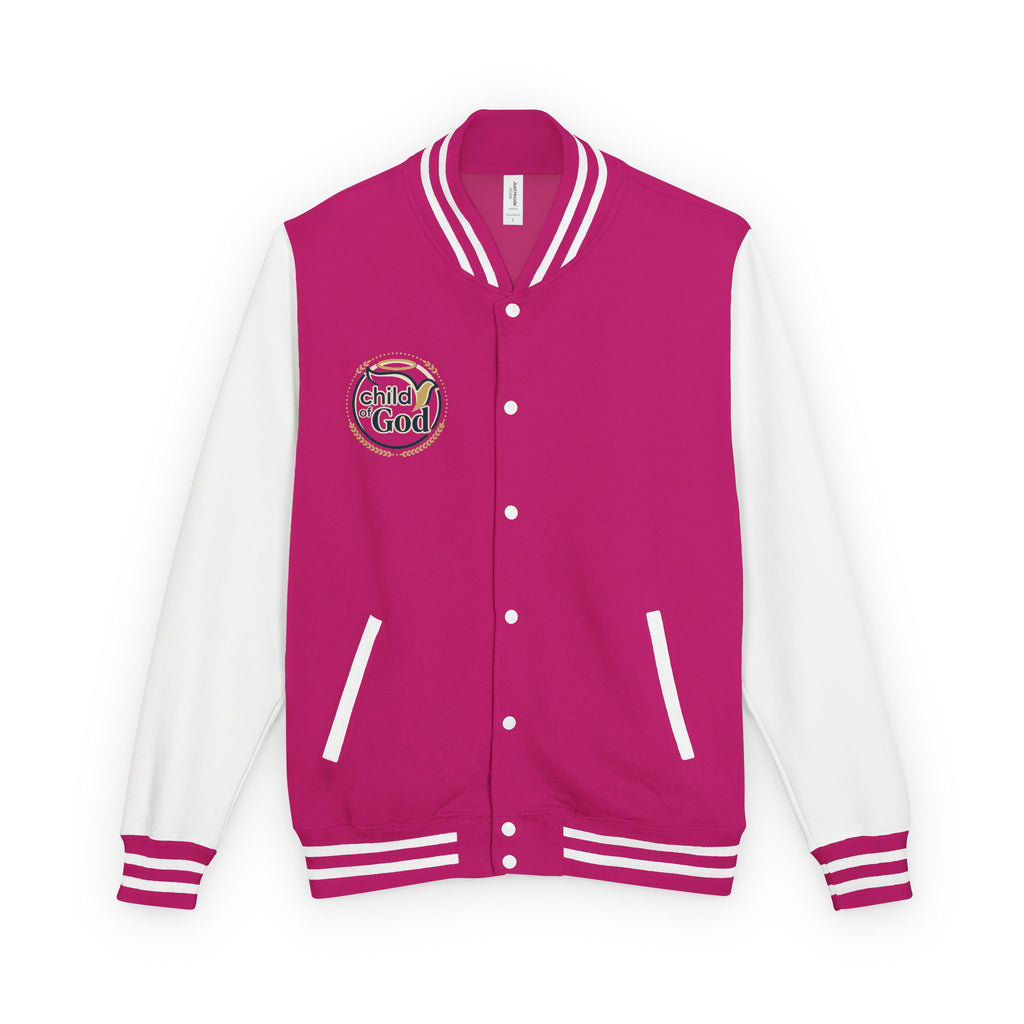 Child of God Emblem Letterman Jacket | Red White Varsity