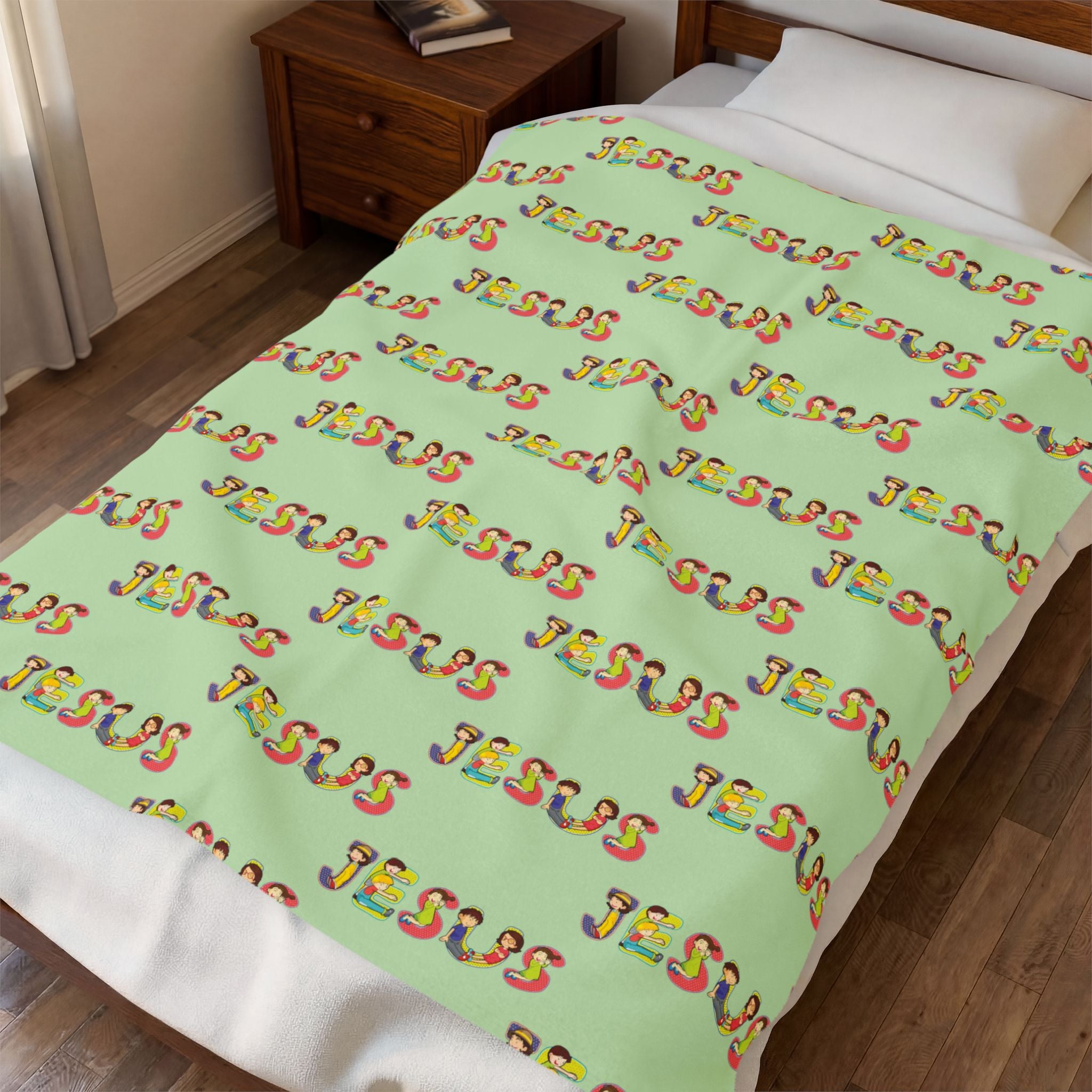 Jesus Velveteen Blanket | Monochrome Religious Throw