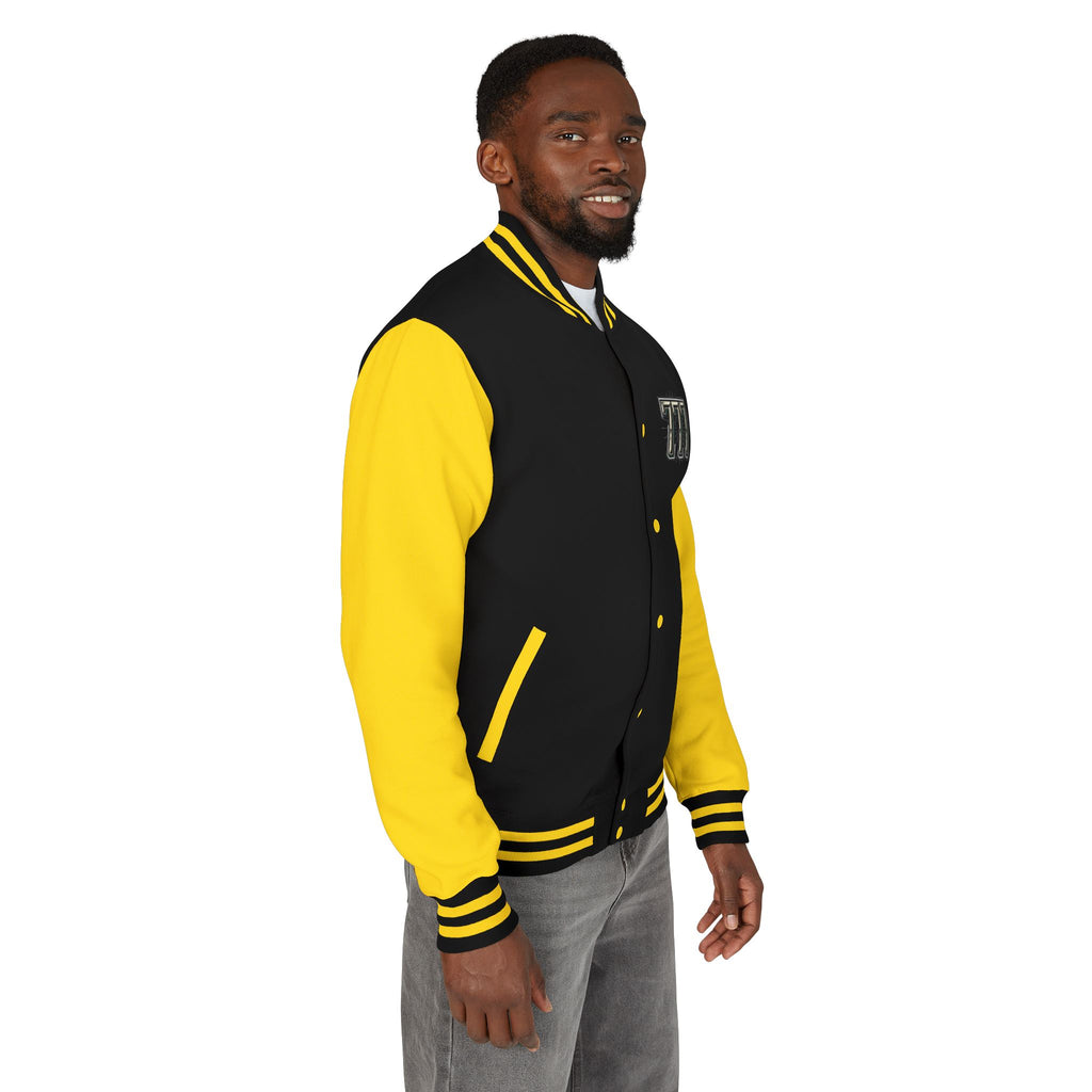 777 Emblem Letterman Jacket | Red White Varsity