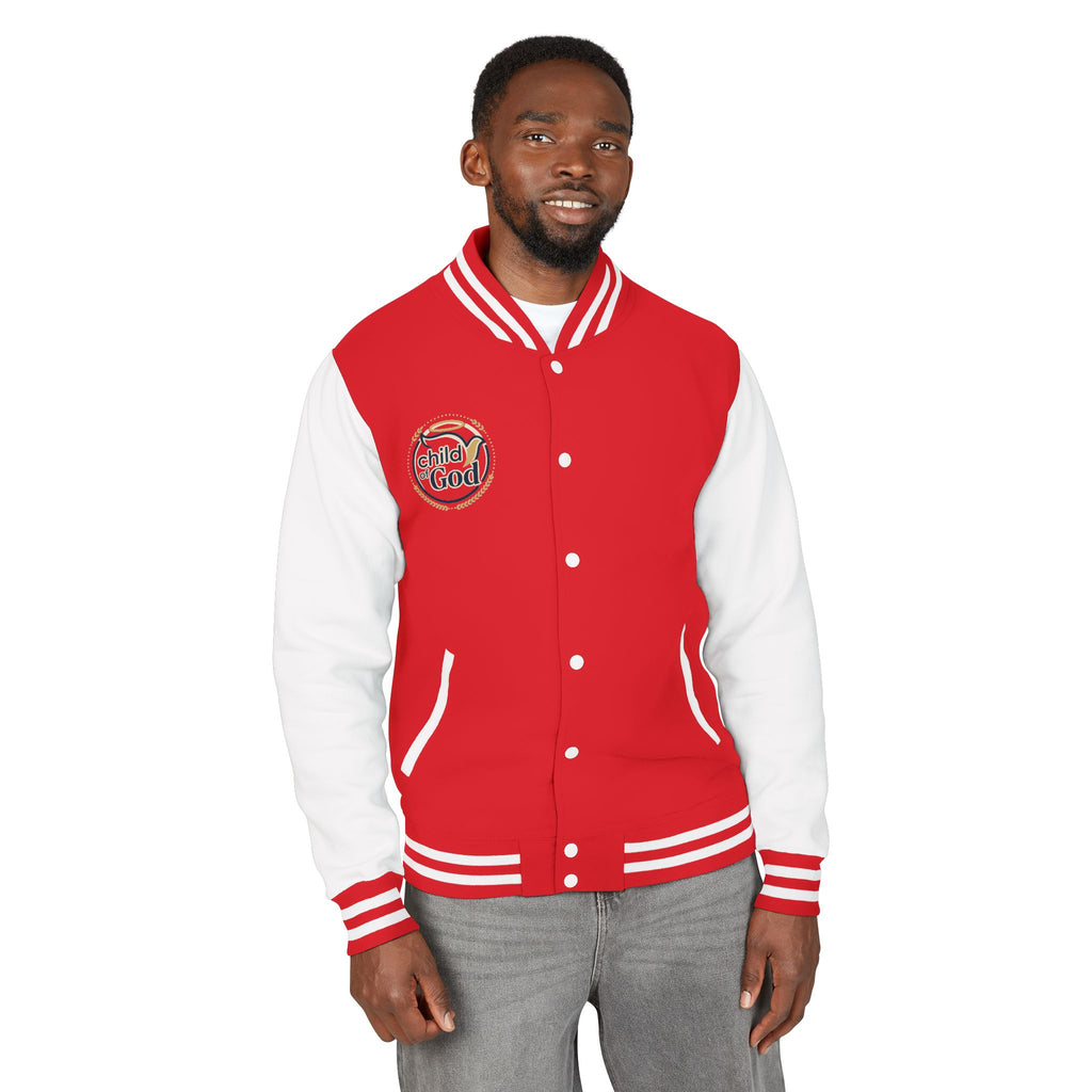 Child of God Emblem Letterman Jacket | Red White Varsity