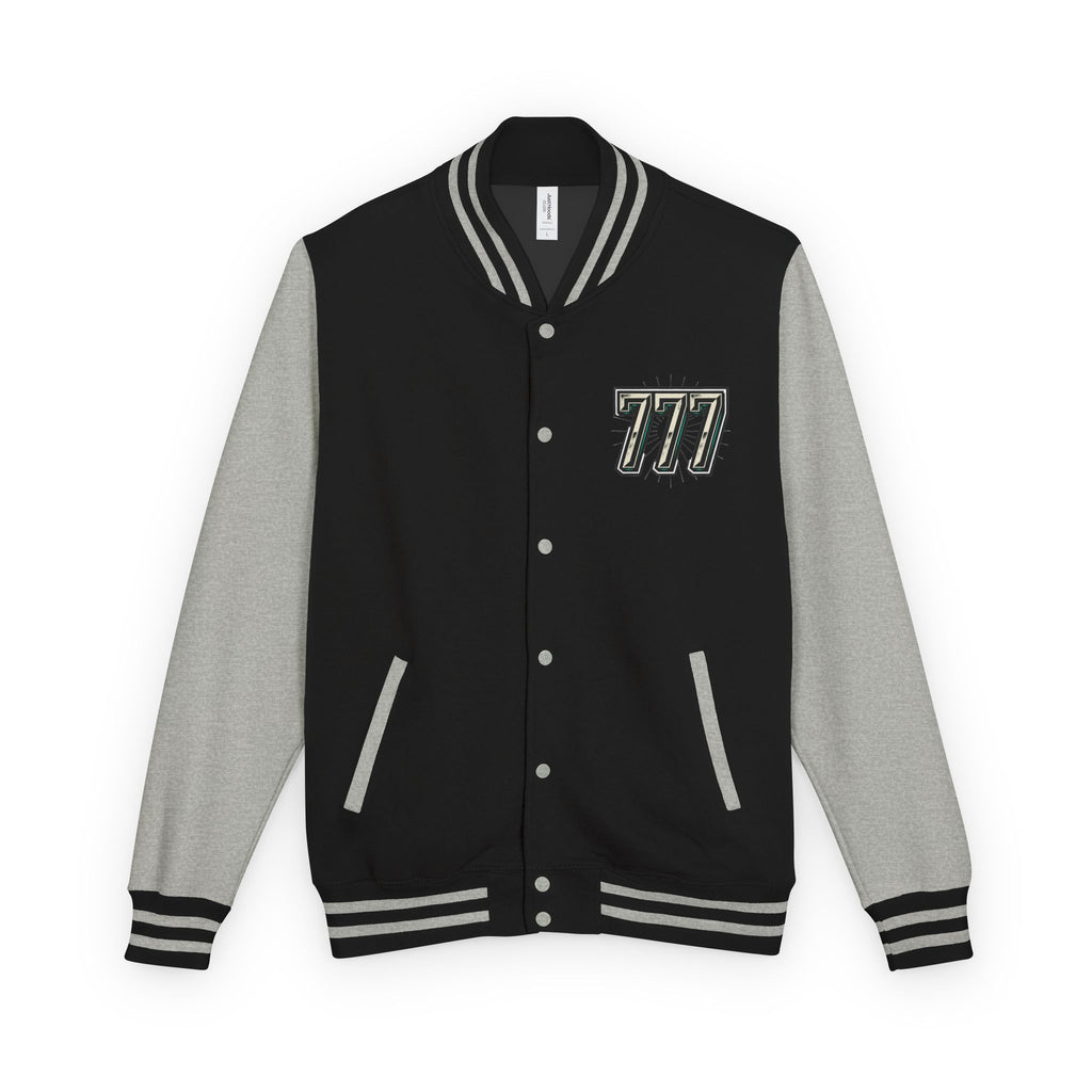 777 Emblem Letterman Jacket | Red White Varsity