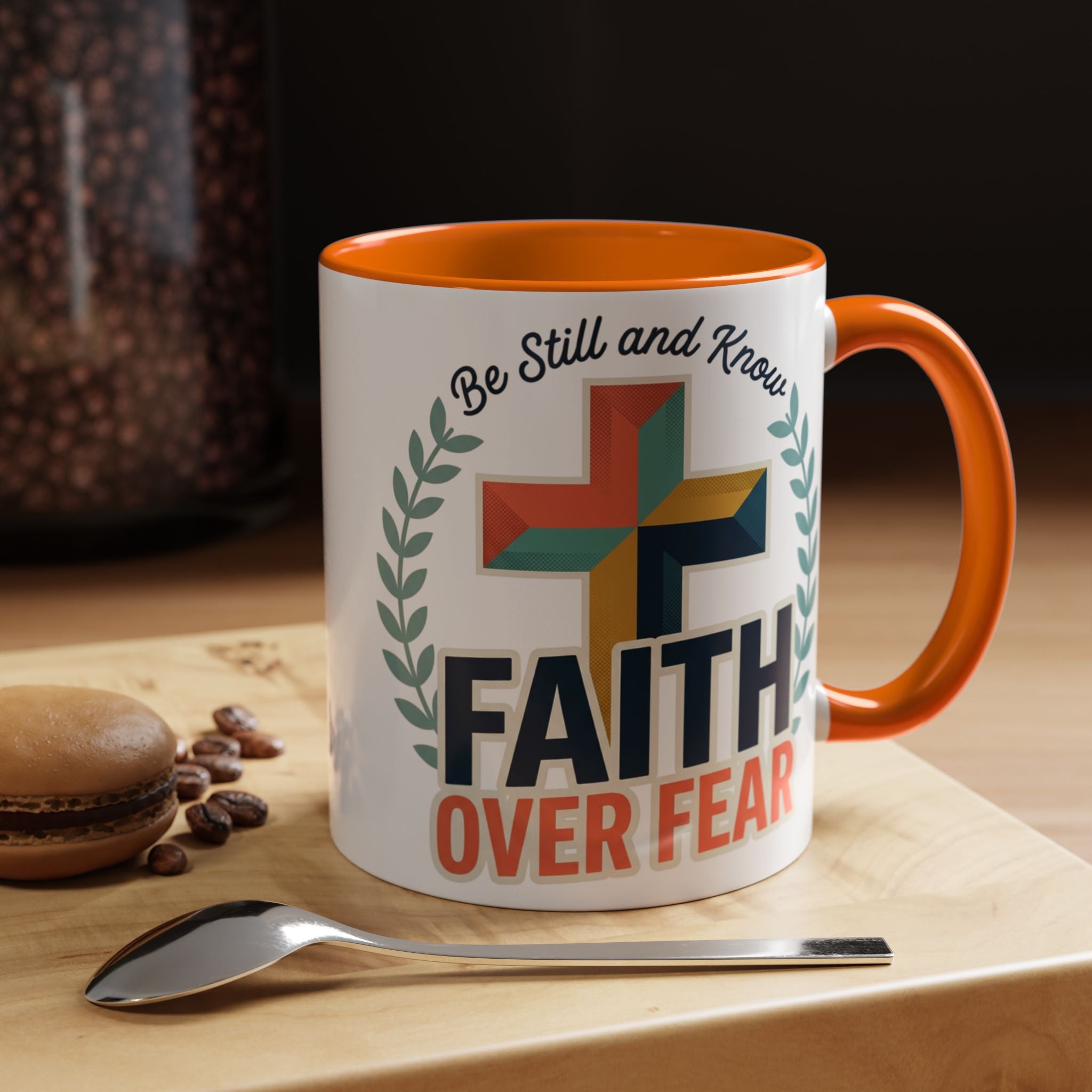 Faith Over Fear Accent Coffee Mug – Christian Inspirational 11/15oz