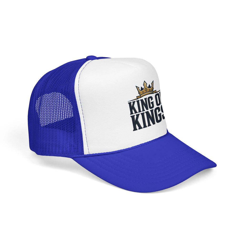King of Kings Trucker Hat – Foam Mesh Baseball Cap with Gold Crown Design