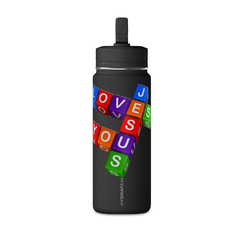 Color Block Letter Cubes Loves You Water Bottle | 20oz Mini