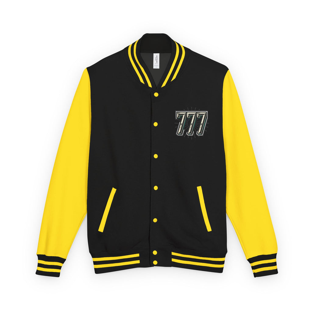 777 Emblem Letterman Jacket | Red White Varsity