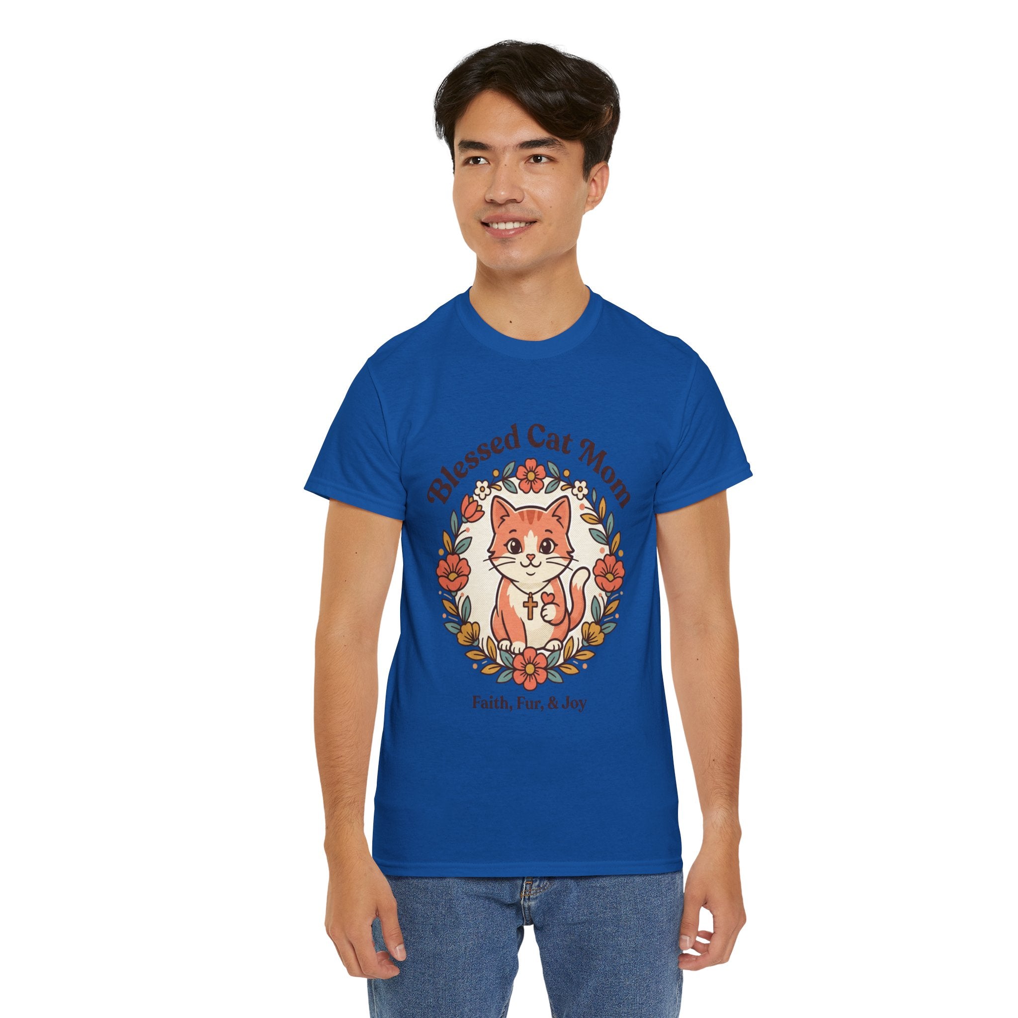 Blessed Cat Mom T-Shirt – Faith, Fur & Joy Floral Cat Mom Tee