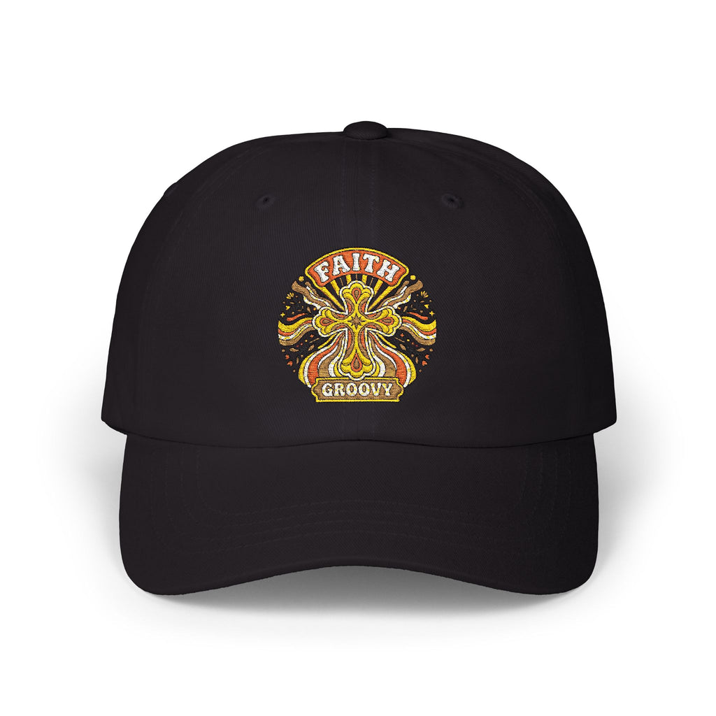 Faith Groovy Dad Cap — Christian Embroidered Baseball Hat