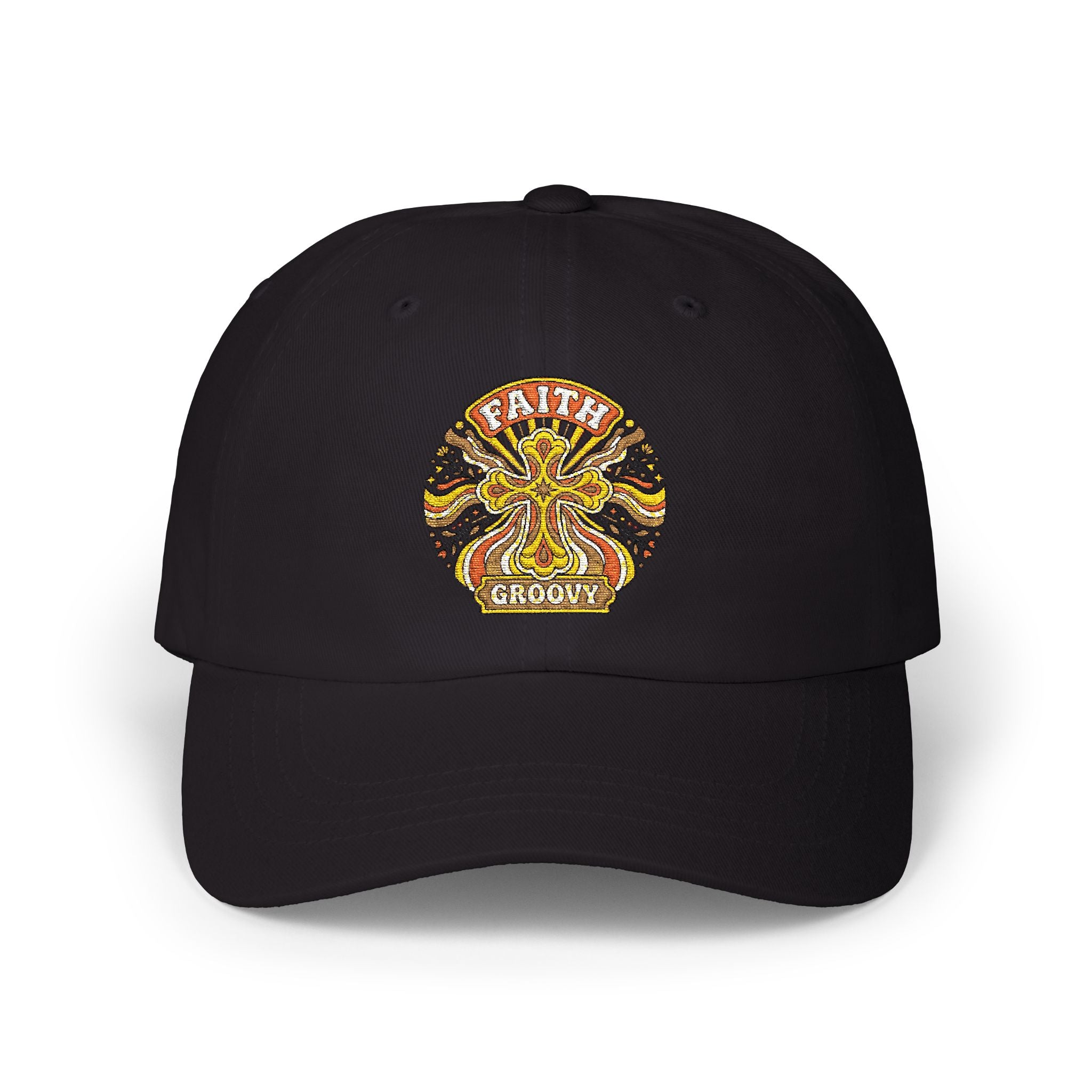Faith Groovy Dad Cap — Christian Embroidered Baseball Hat