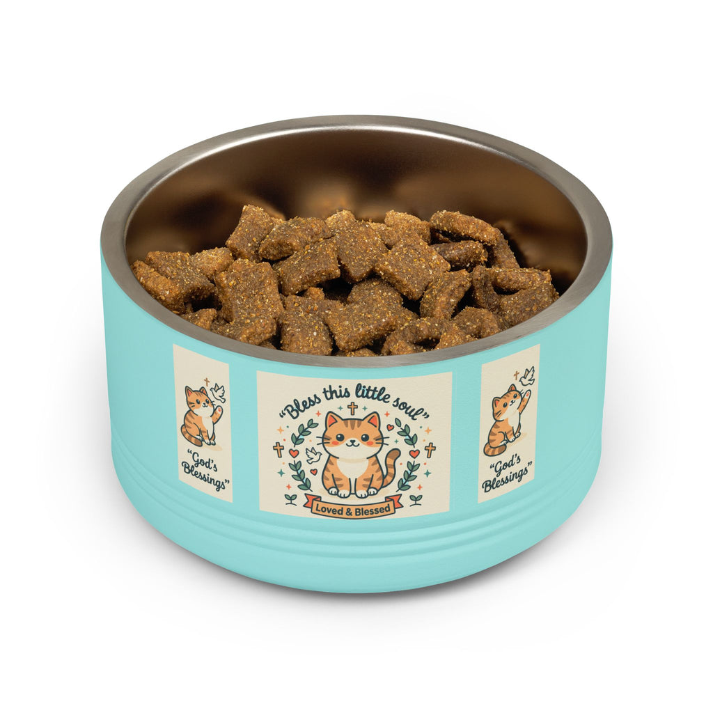 Cute Cat Pet Bowl — "Bless this little soul" 18oz Stainless Steel Bowl
